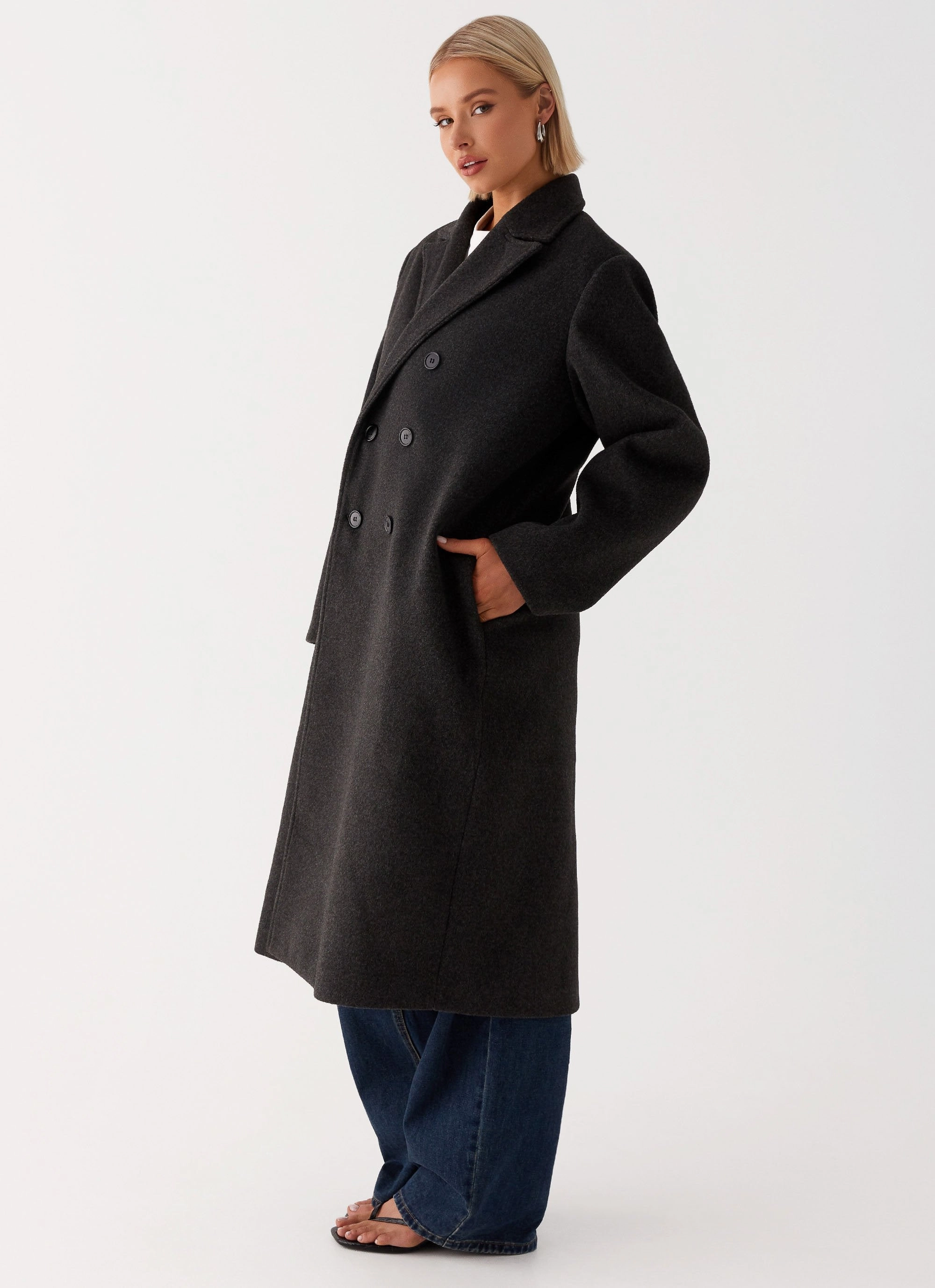 Gianni Double Breast Coat - Charcoal ThermalInsulation