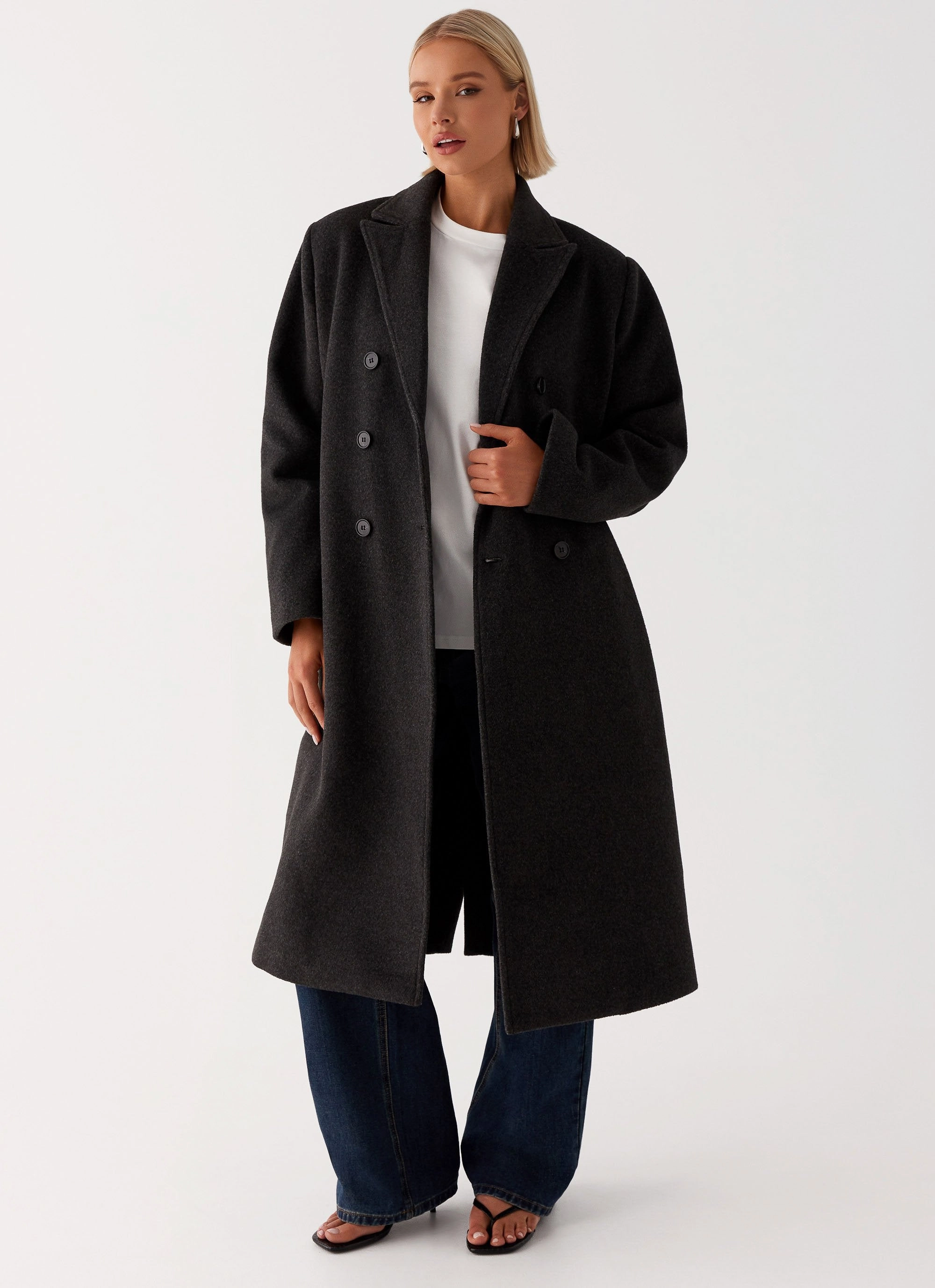 Gianni Double Breast Coat - Charcoal AbrasionResistantEdging Casual Chill Look