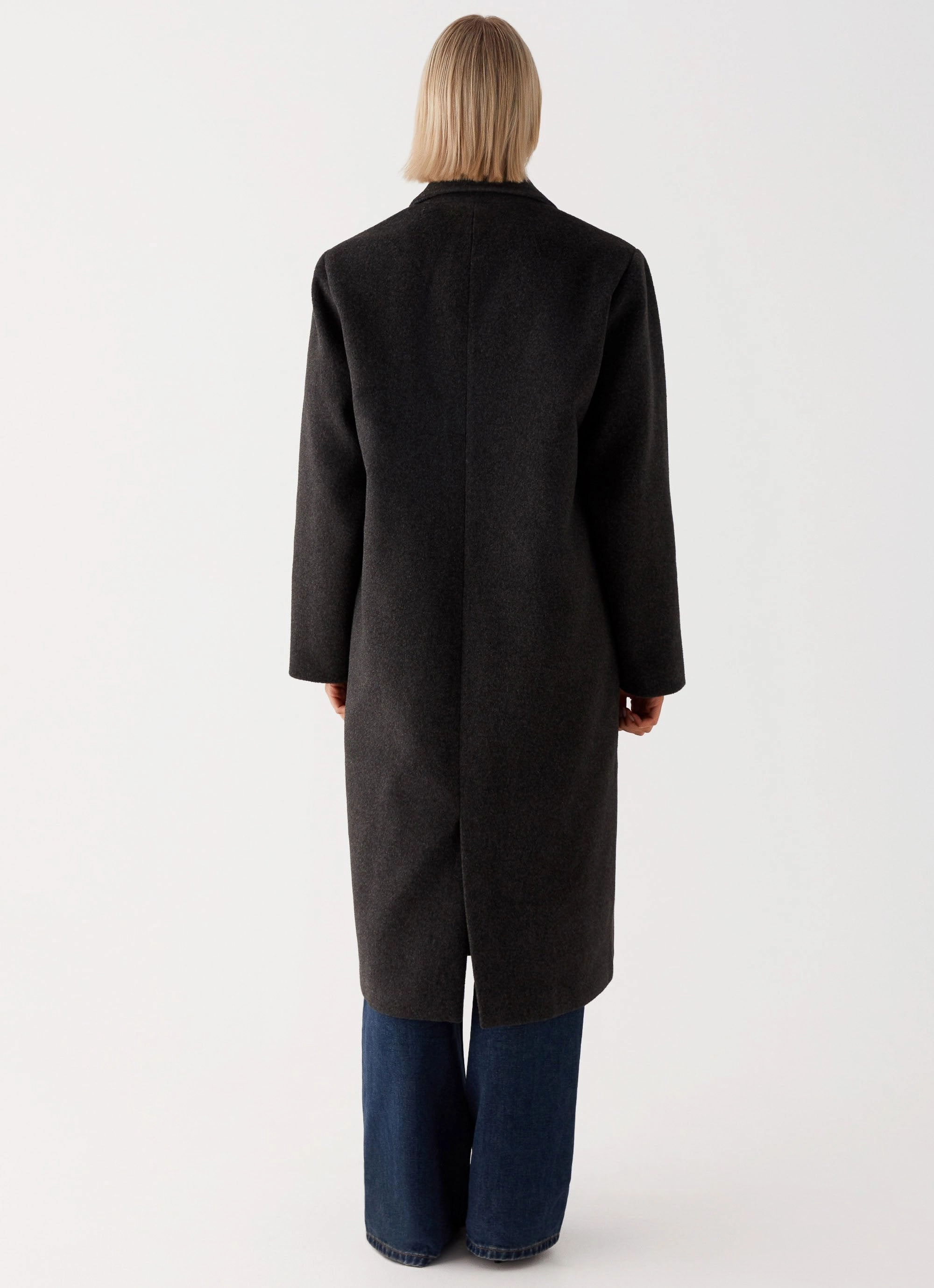 Gianni Double Breast Coat - Charcoal Bonded Collars Hidden Pocket System