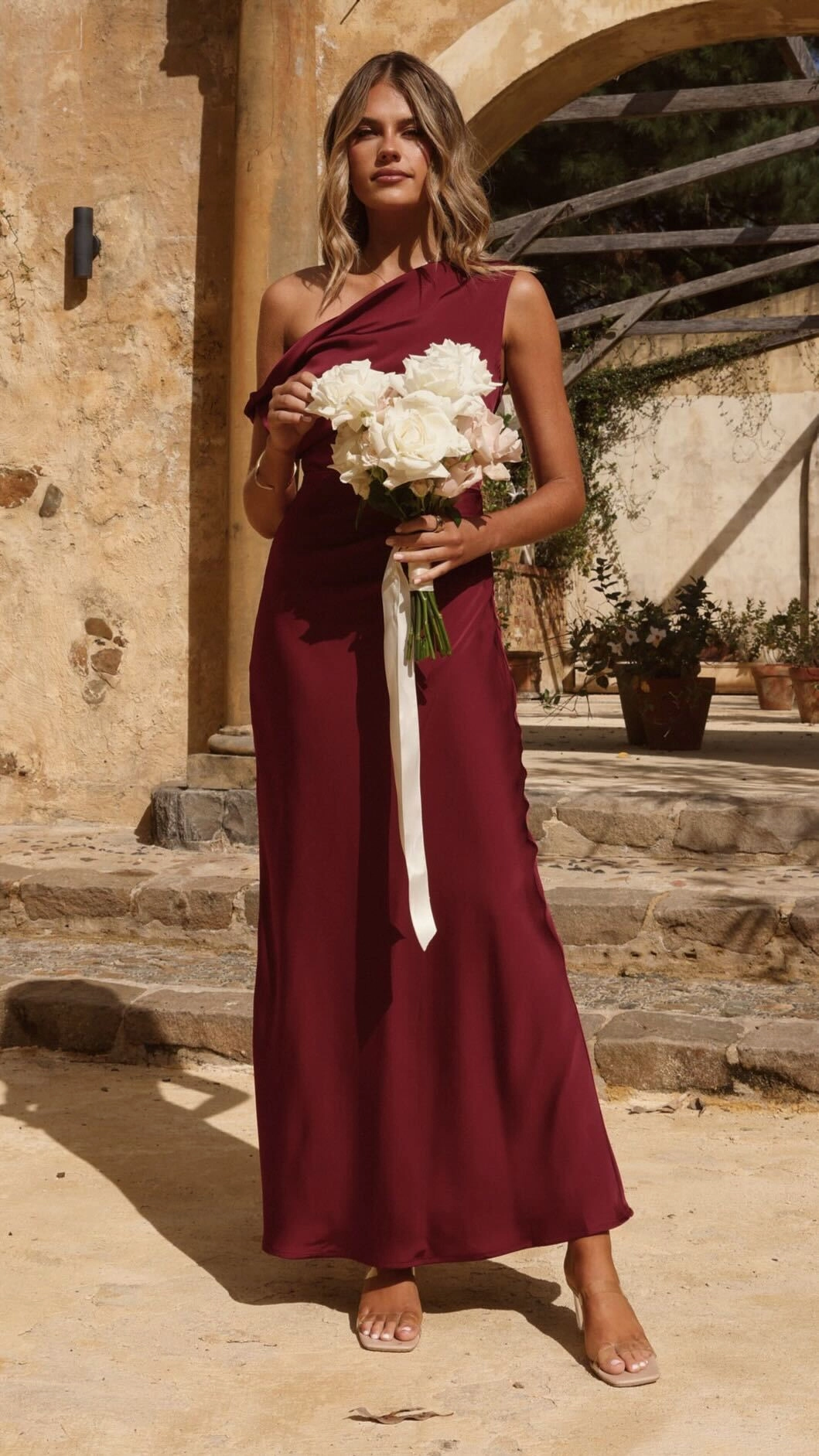 Gigi Maxi Dress - Wine Front Detail Fall Go