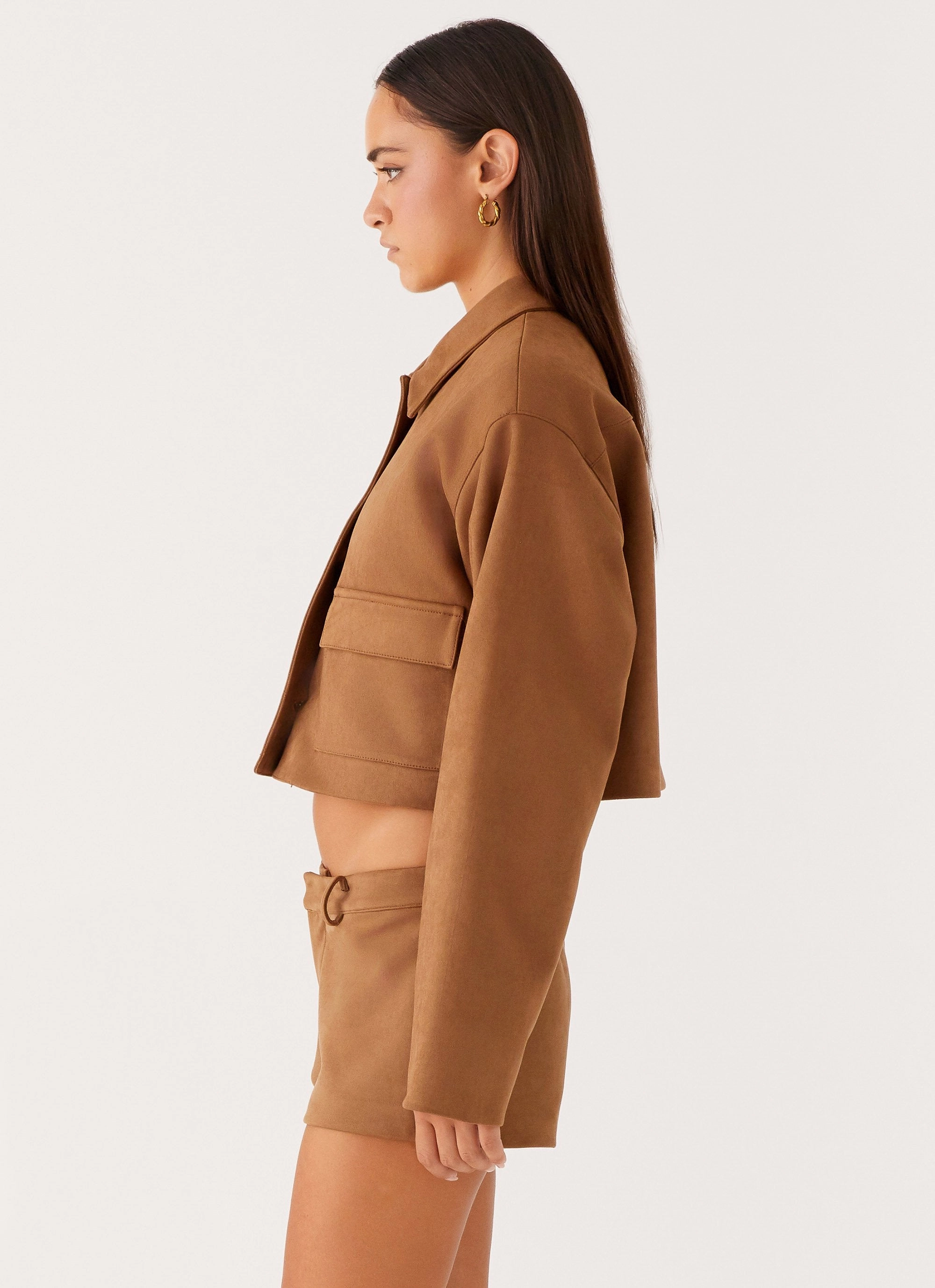 Gio Crop Jacket - Brown Breathable City Style
