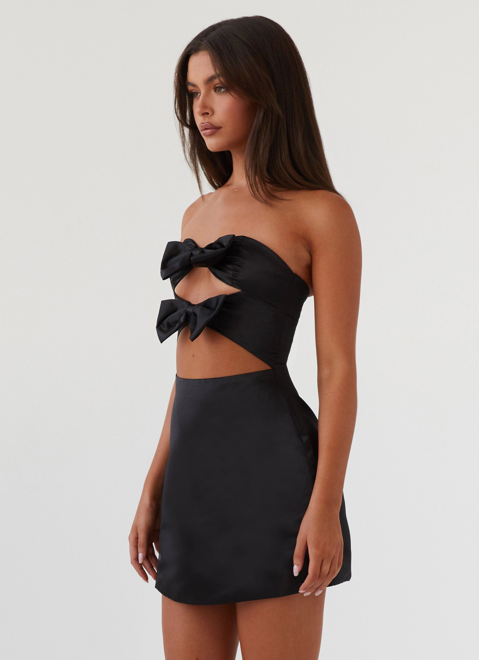 Girl Crush Bow Mini Dress - Black Year Rounder Chic Layering