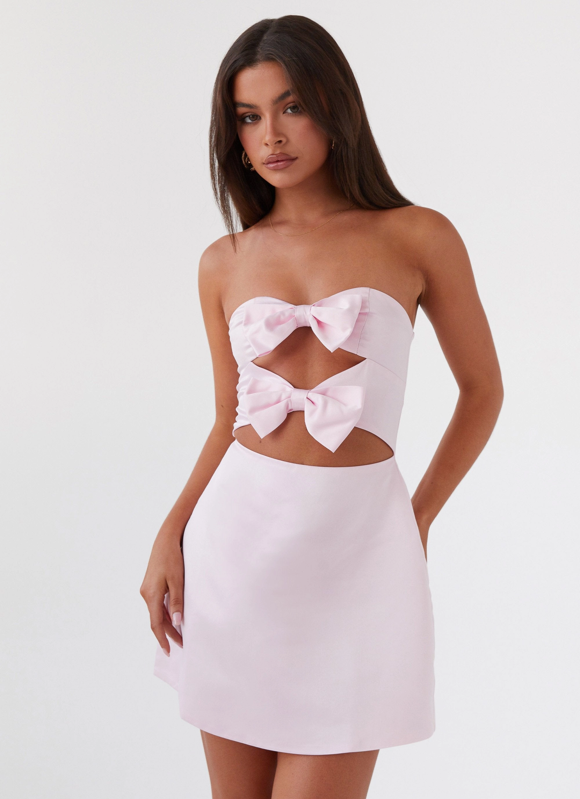Girl Crush Bow Mini Dress - Pink Light Volume