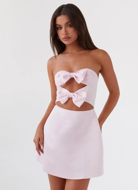 Girl Crush Bow Mini Dress - Pink Light Volume