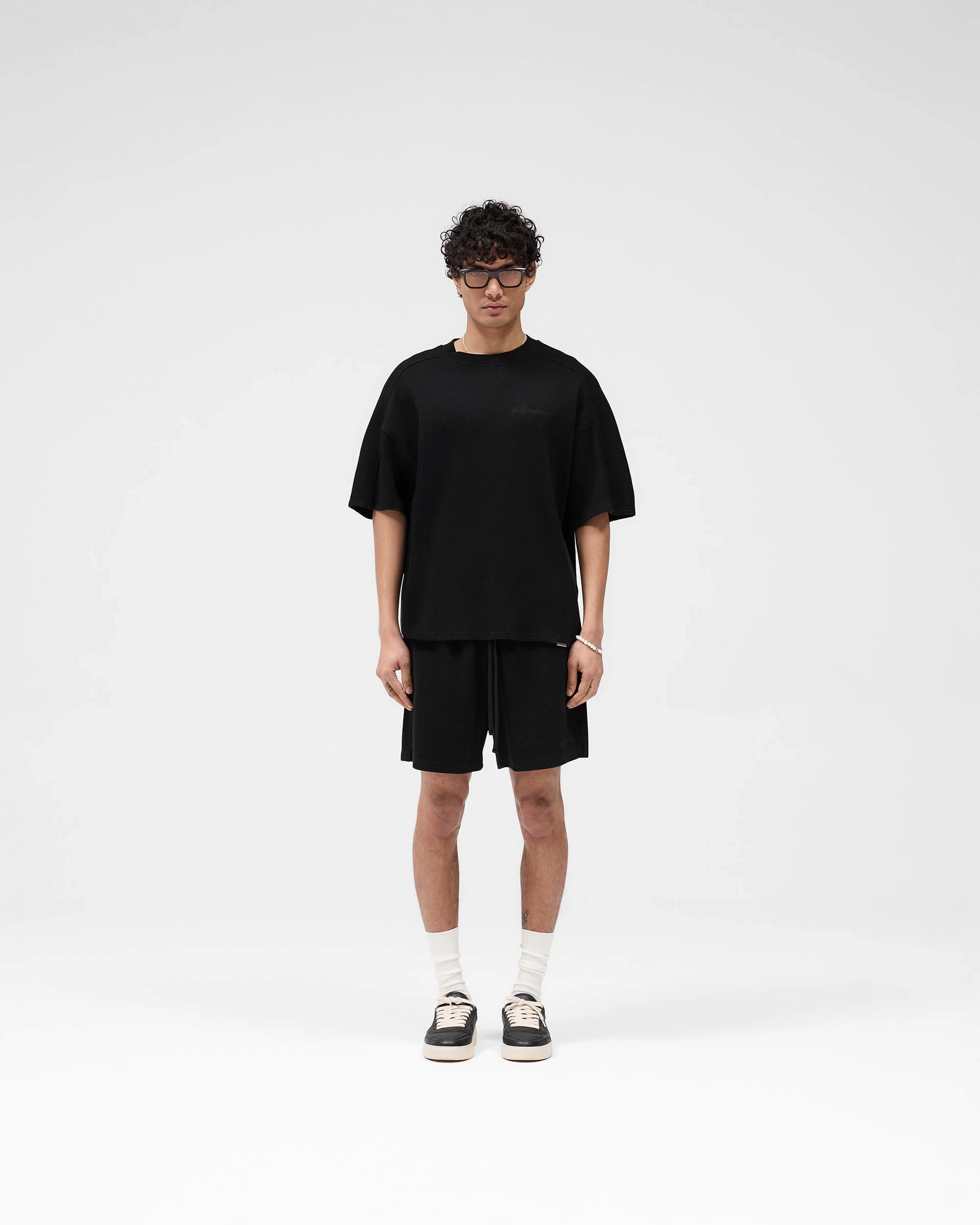 Waffle Shorts - Black overalls Non Binding Leg Openings