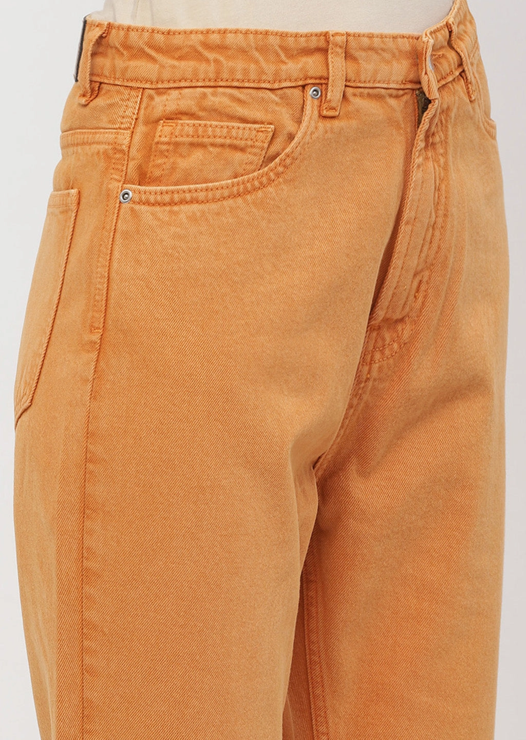 Layer Friendly Piece Trend Neutral Madame Solid Orange Mom Fit Jeans