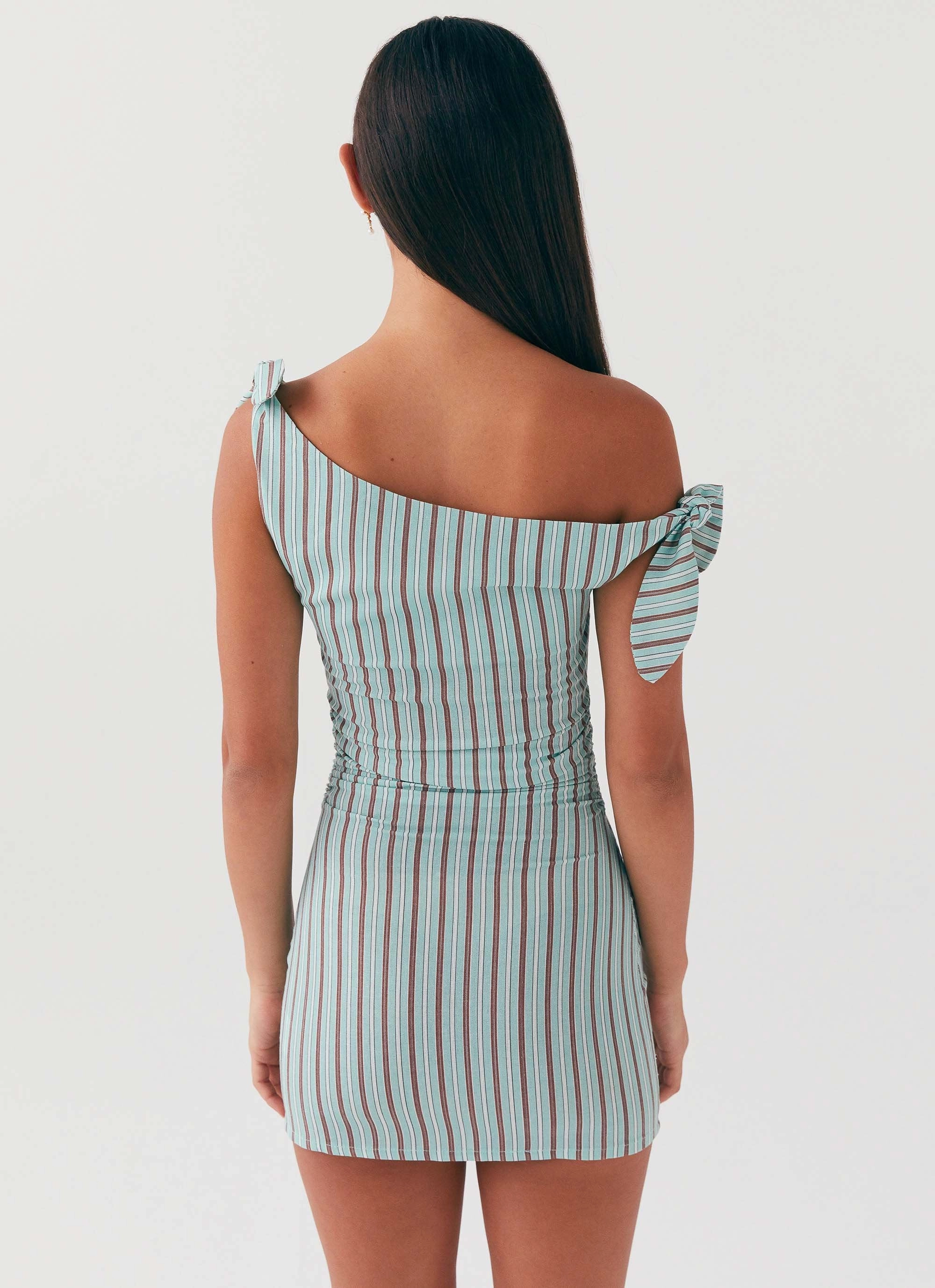 Evening Ready Texture Blend Amazonia Linen Mini Dress - Coastal Stripe