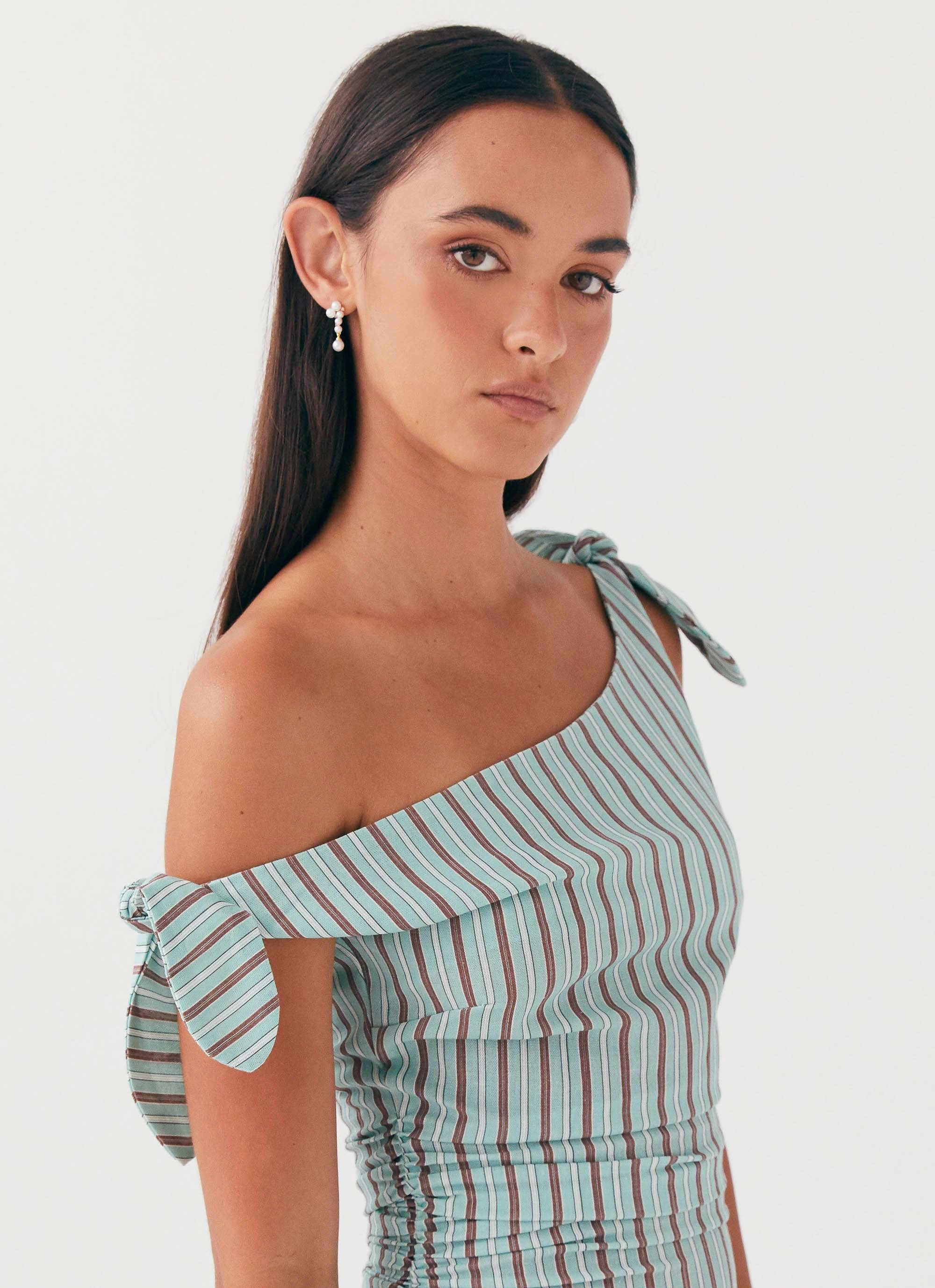 Amazonia Linen Mini Dress - Coastal Stripe Festival Mood