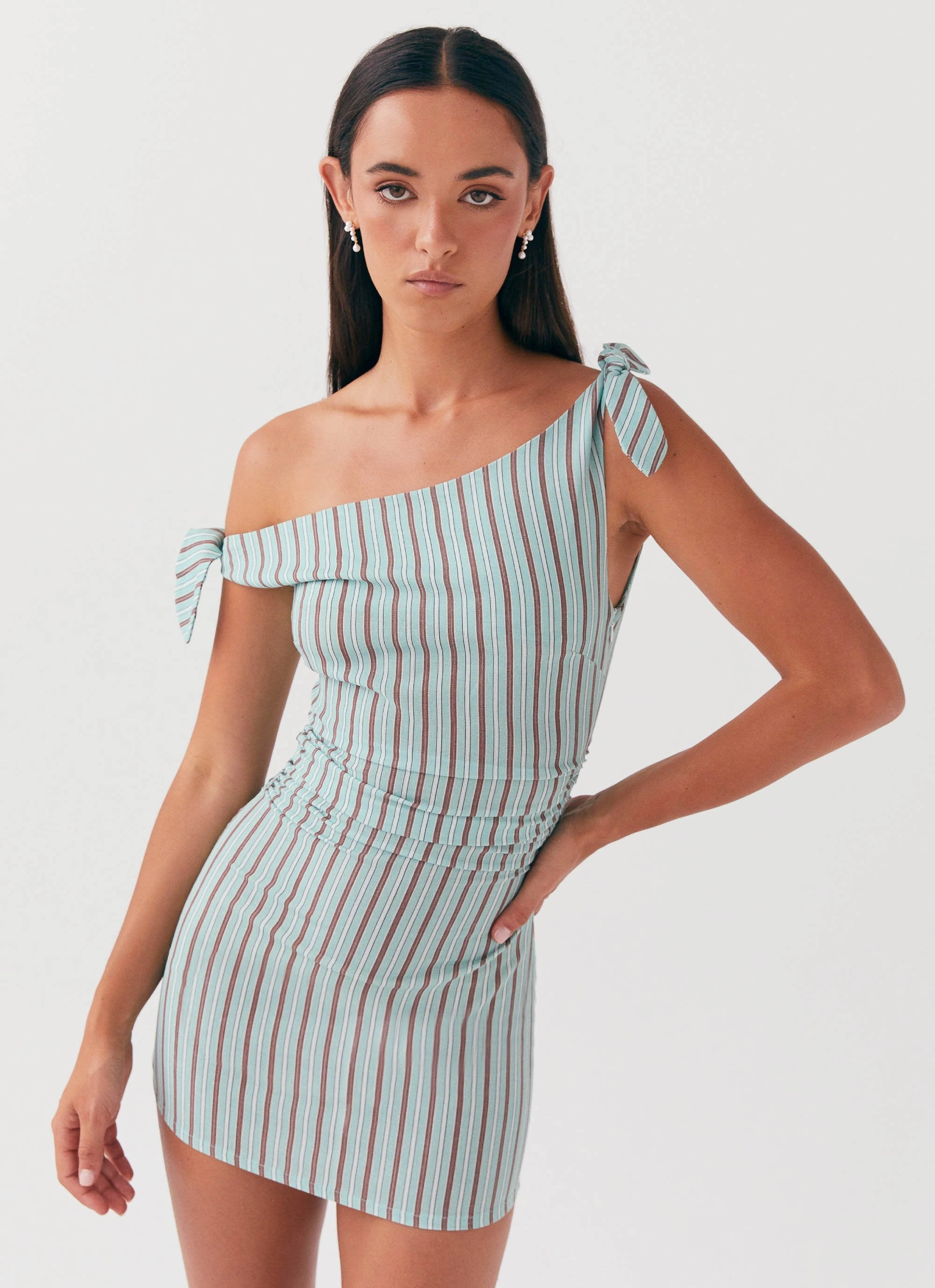 Amazonia Linen Mini Dress - Coastal Stripe Back Detail