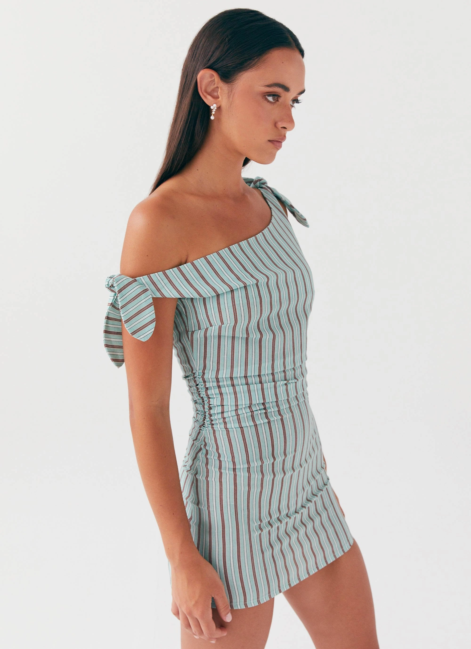 Minimalist-Trend Simple Comfort Amazonia Linen Mini Dress - Coastal Stripe
