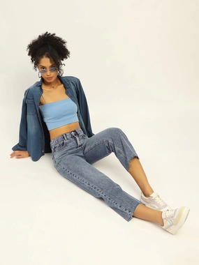 Madame Blue Boyfriend Fit Cotton Denim Workwear Ready