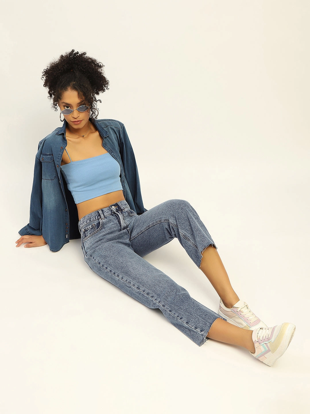 Madame Blue Boyfriend Fit Cotton Denim Workwear Ready