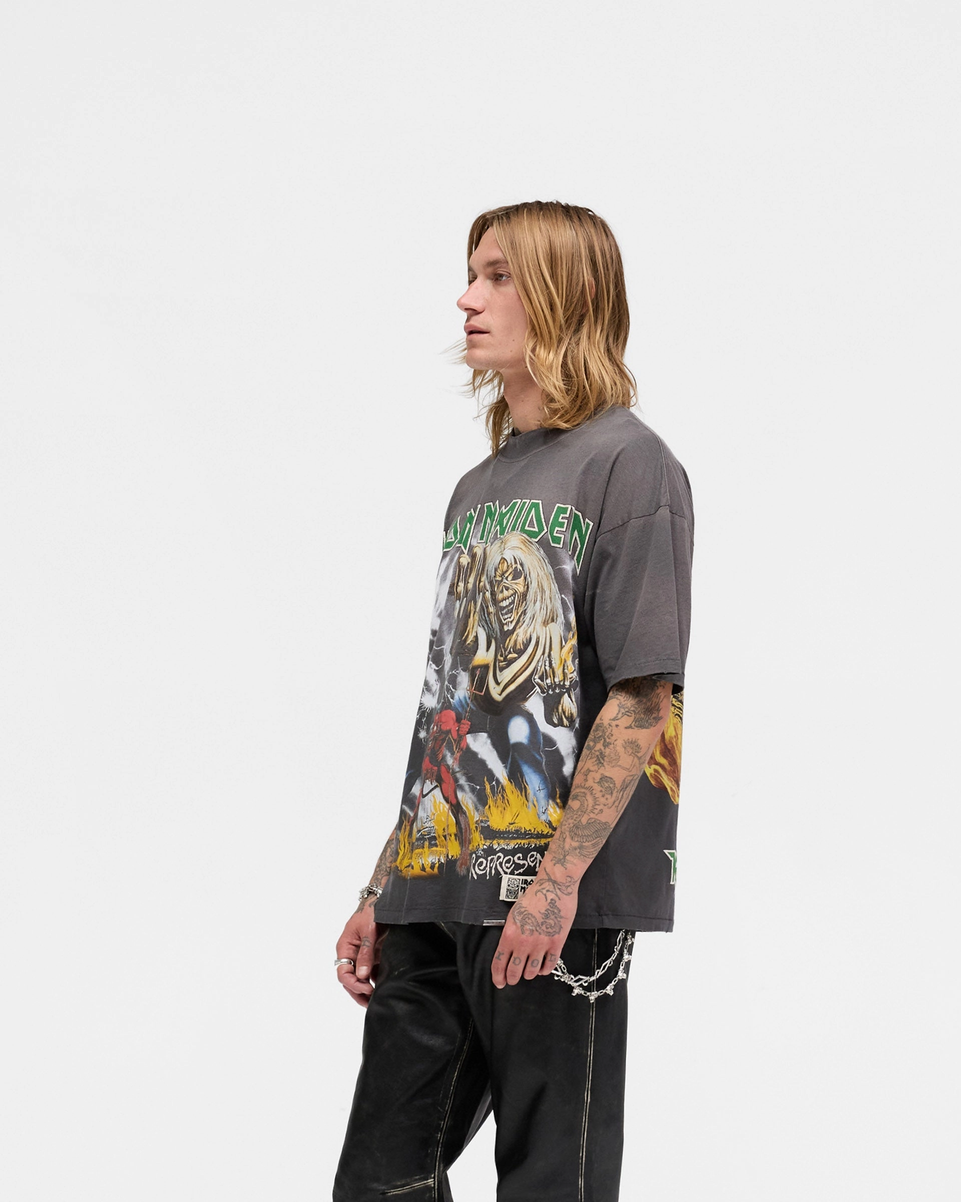 Represent X Iron Maiden Number Of Beast T-Shirt - Sunfade Grey Functional Fashion Timeless Look Wear