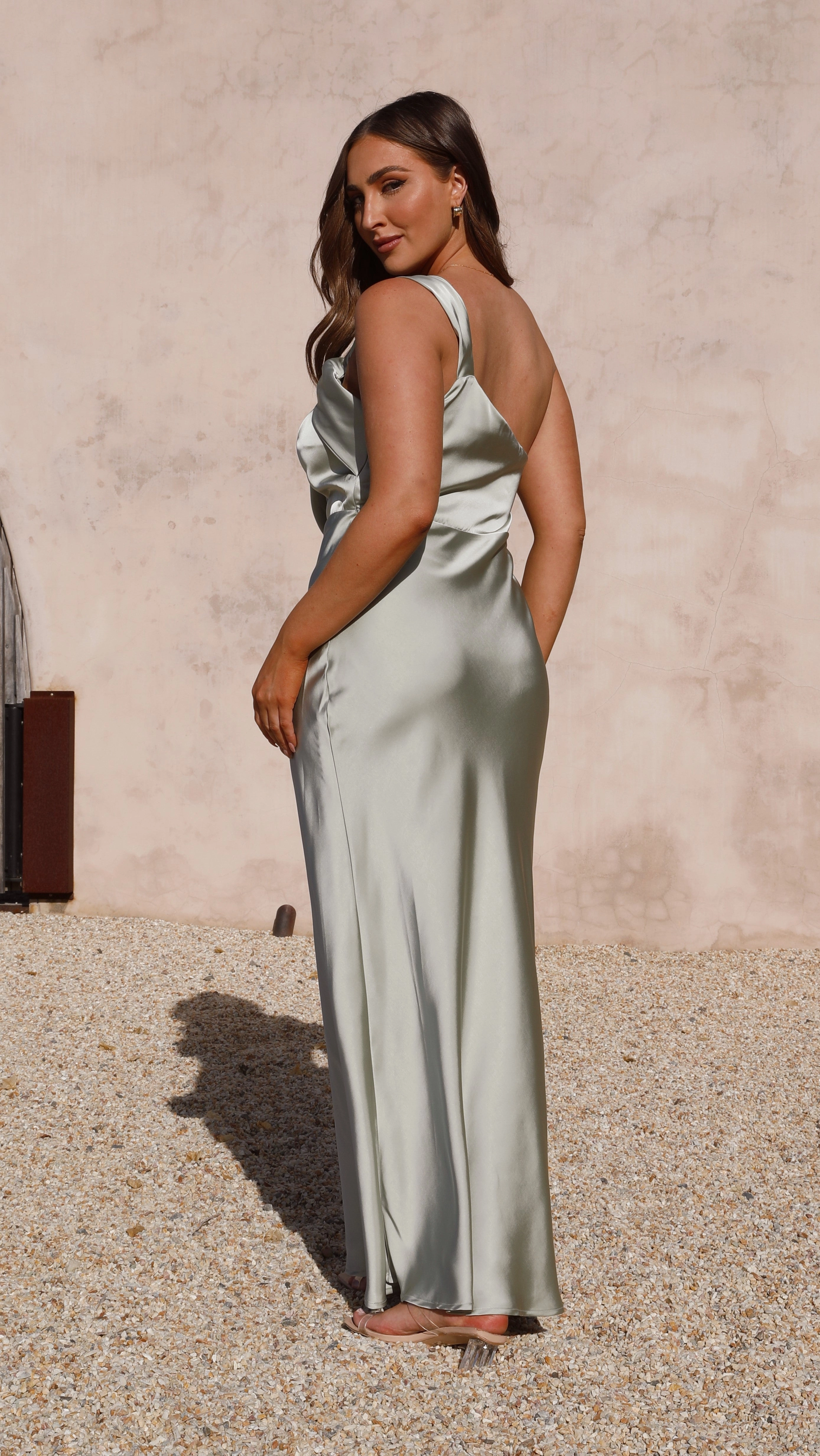 Buckle-Detail Feminine Mood Greta Maxi Dress - Olive