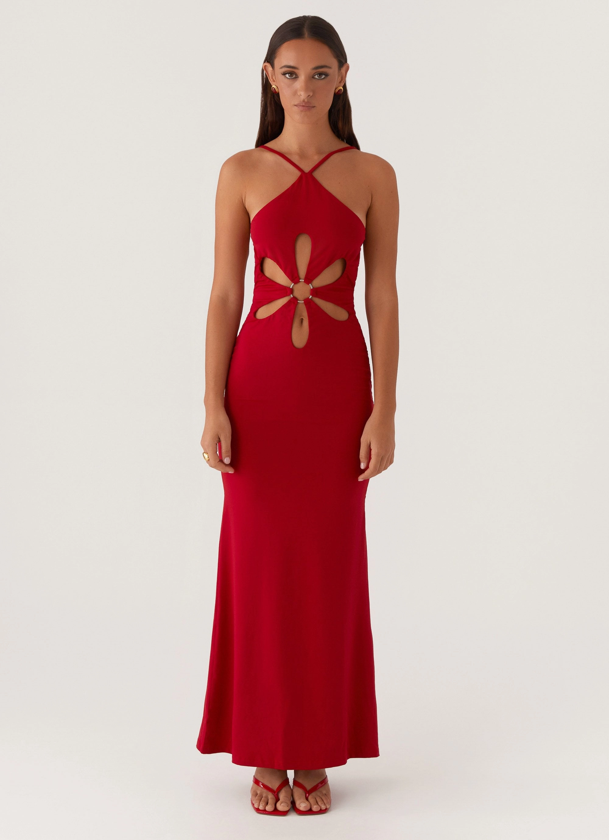 Grow Together Maxi Dress - Red Relax Form Soft Pleats
