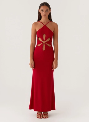 Grow Together Maxi Dress - Red Relax Form Soft Pleats