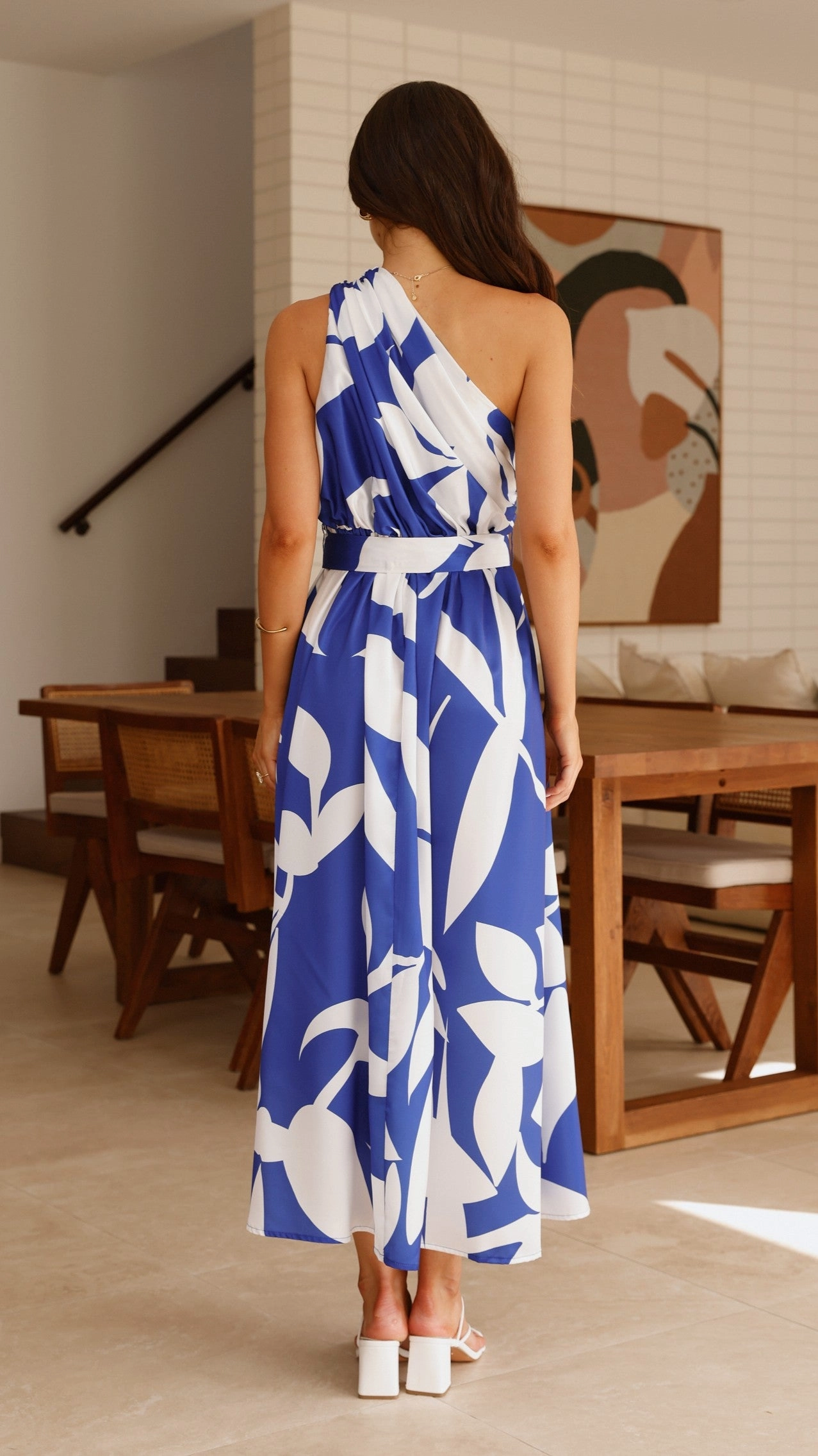 Hadas Maxi Dress - Cobalt/White Print Elegant Finish Weekend Fresh