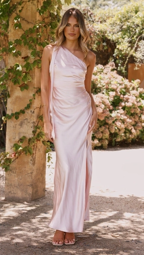 Halle One Shoulder Maxi Dress - Pink Evening Look