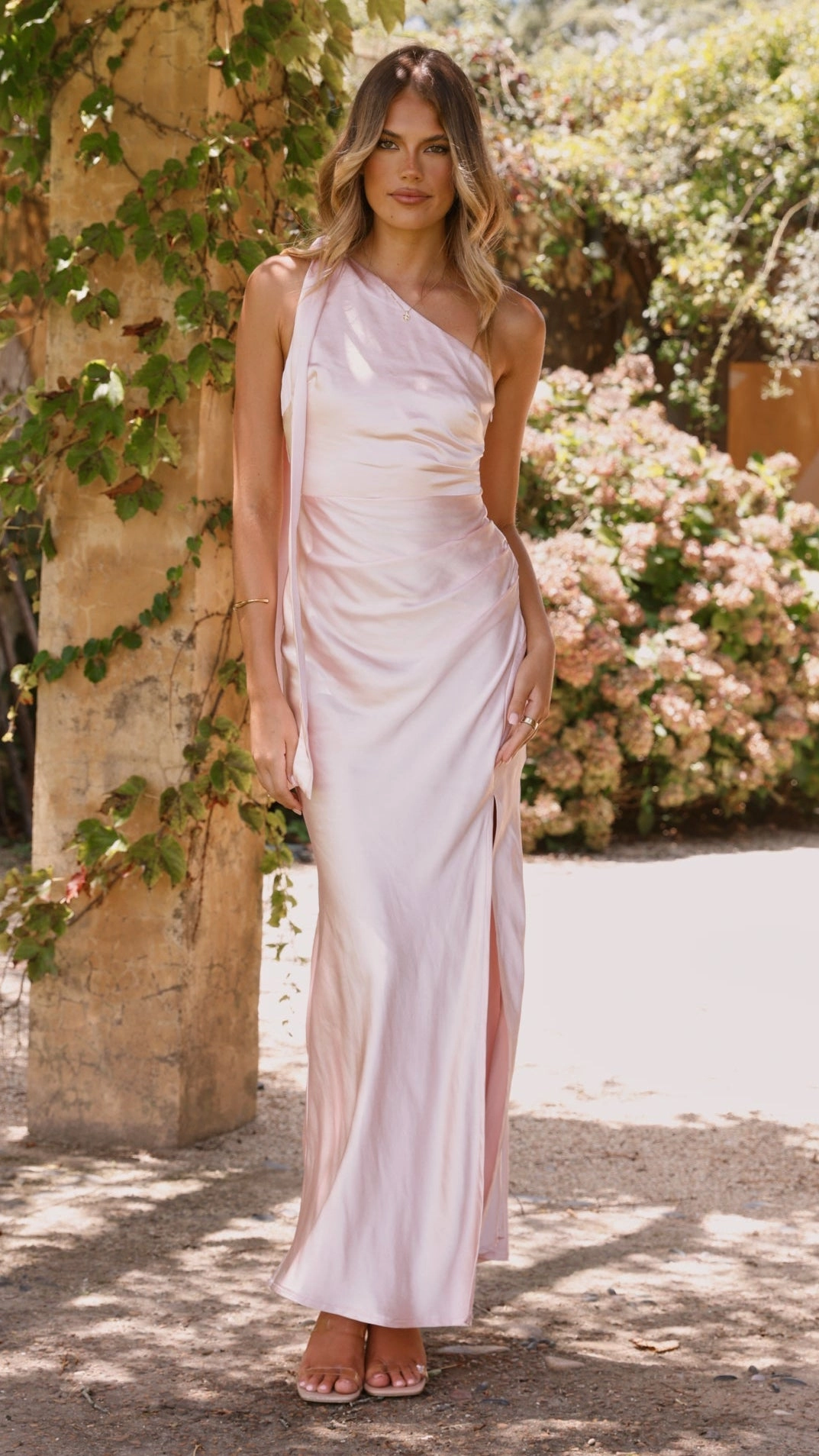 Halle One Shoulder Maxi Dress - Pink Evening Look