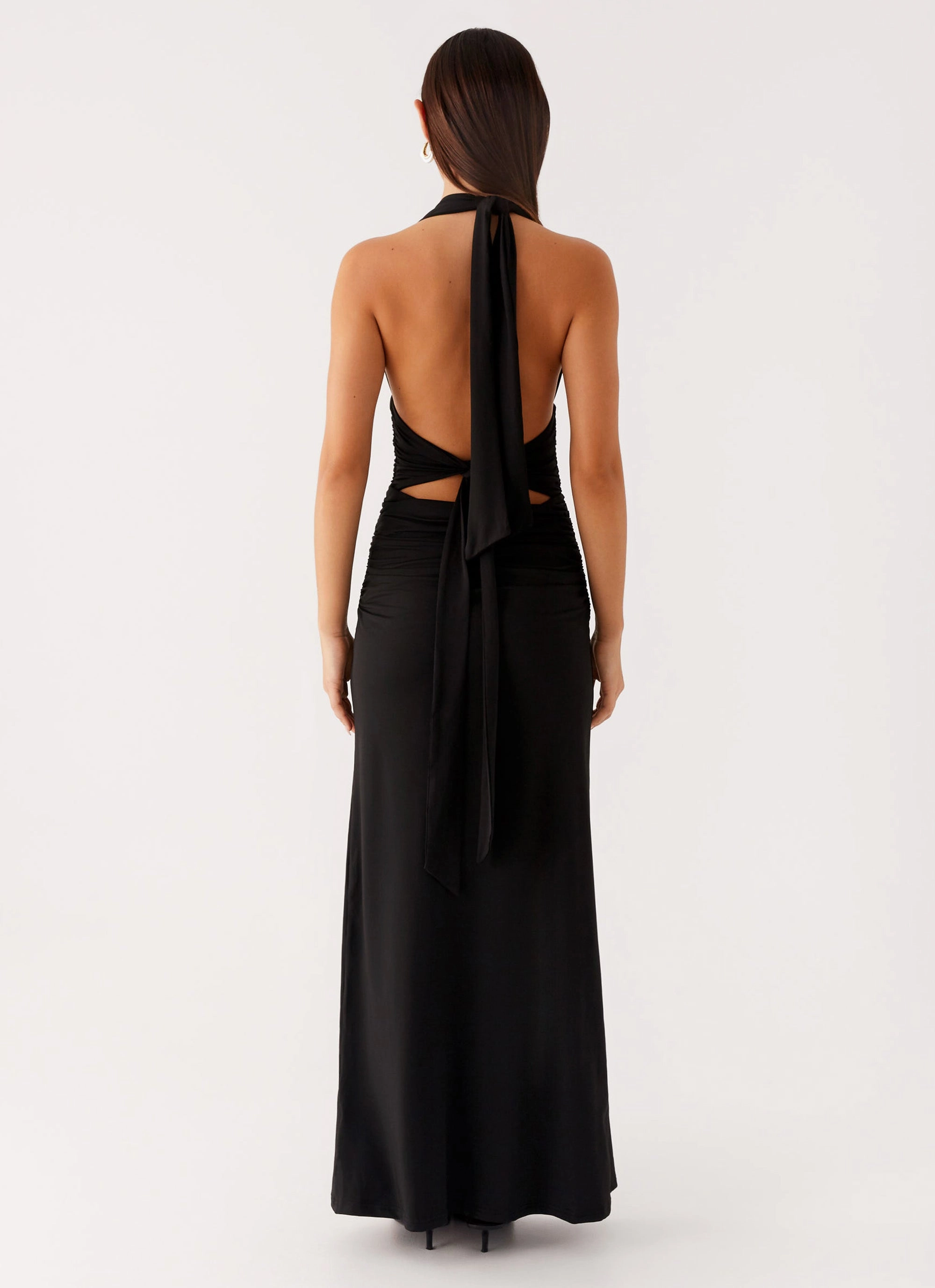 spring fashion Office Layer Adalie Halter Neck Midi Dress - Black