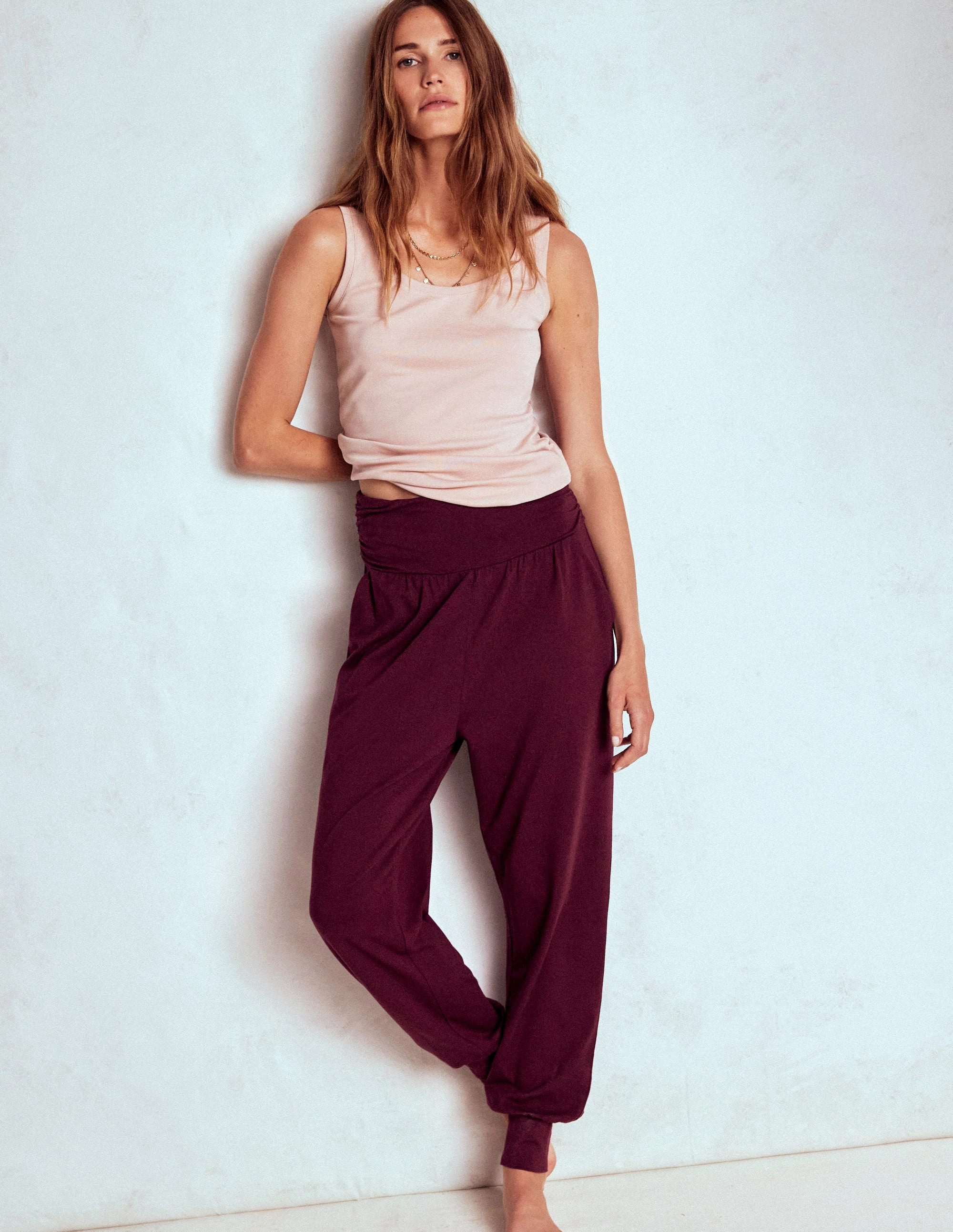 Hareem Jersey Joggers-Deep Wisteria Pocket Reinforcement Slim Silhouette