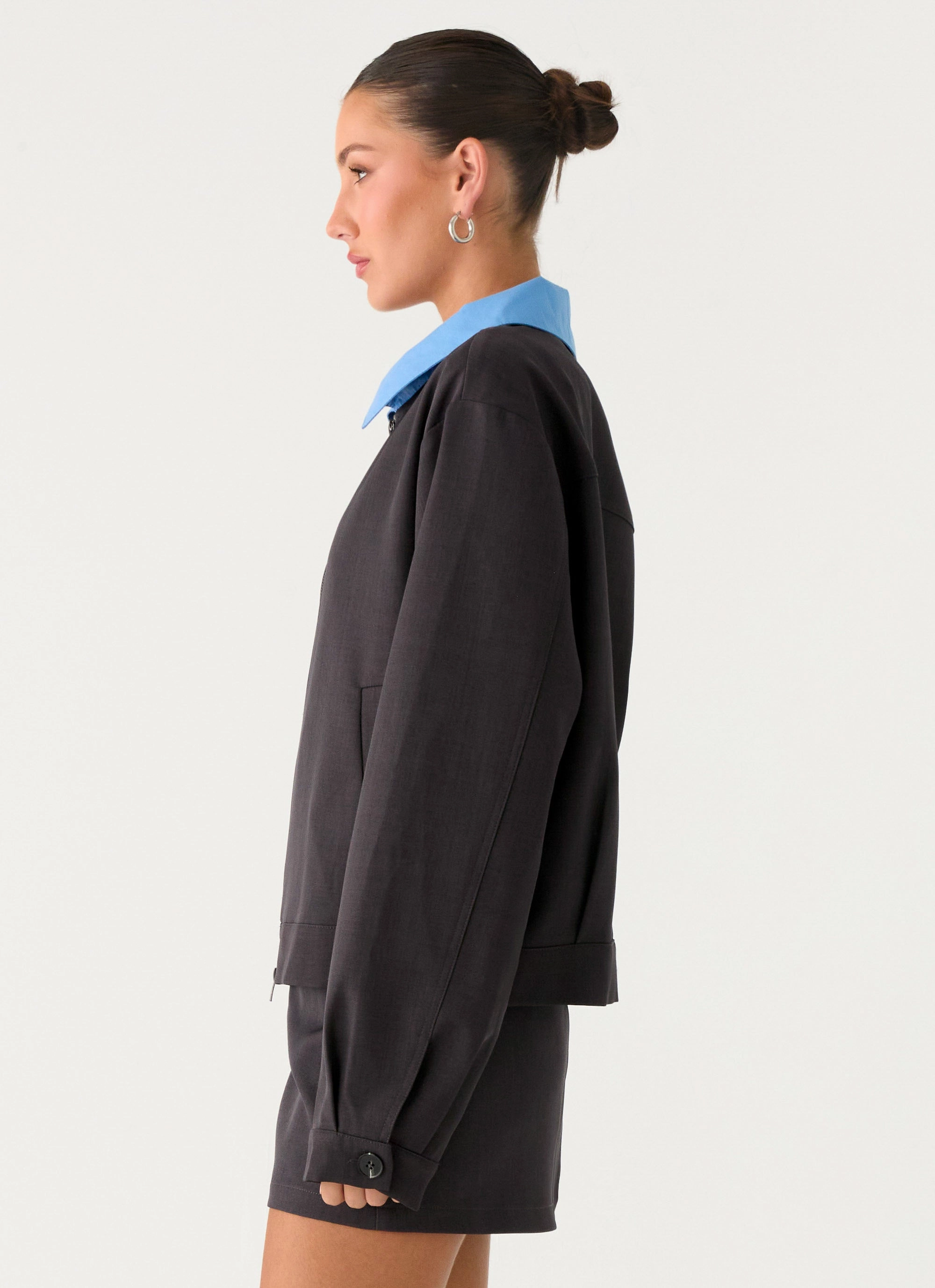 NonIrritatingSeams Harlee Poplin Suiting Jacket - Charcoal