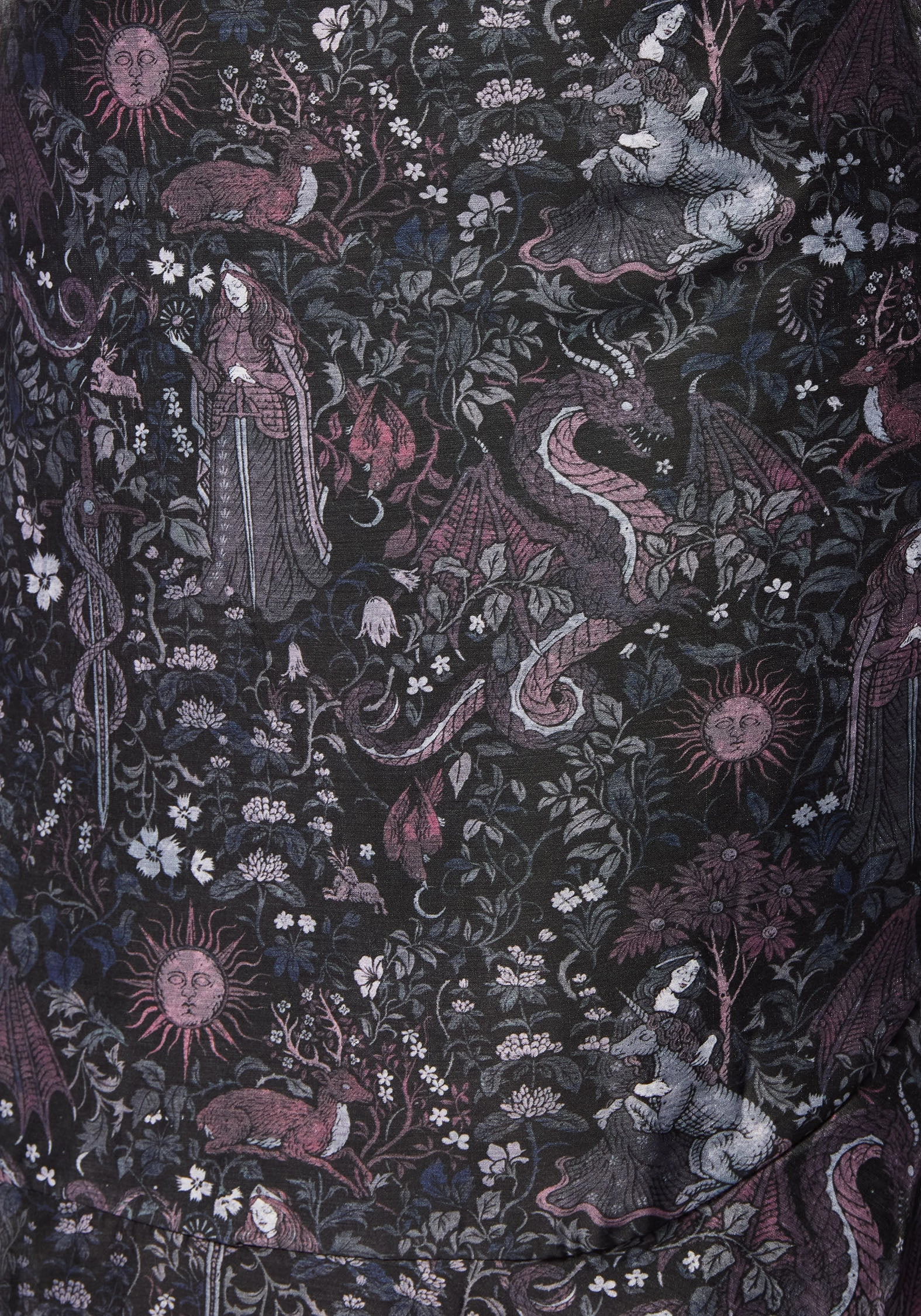 Haunt Medieval Printed Asymmetric Midaxi Skirt Eco conscious