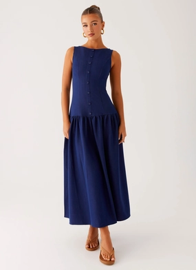 Hayes Denim Midi Dress - Indigo Elegant Layering Perfect Wear