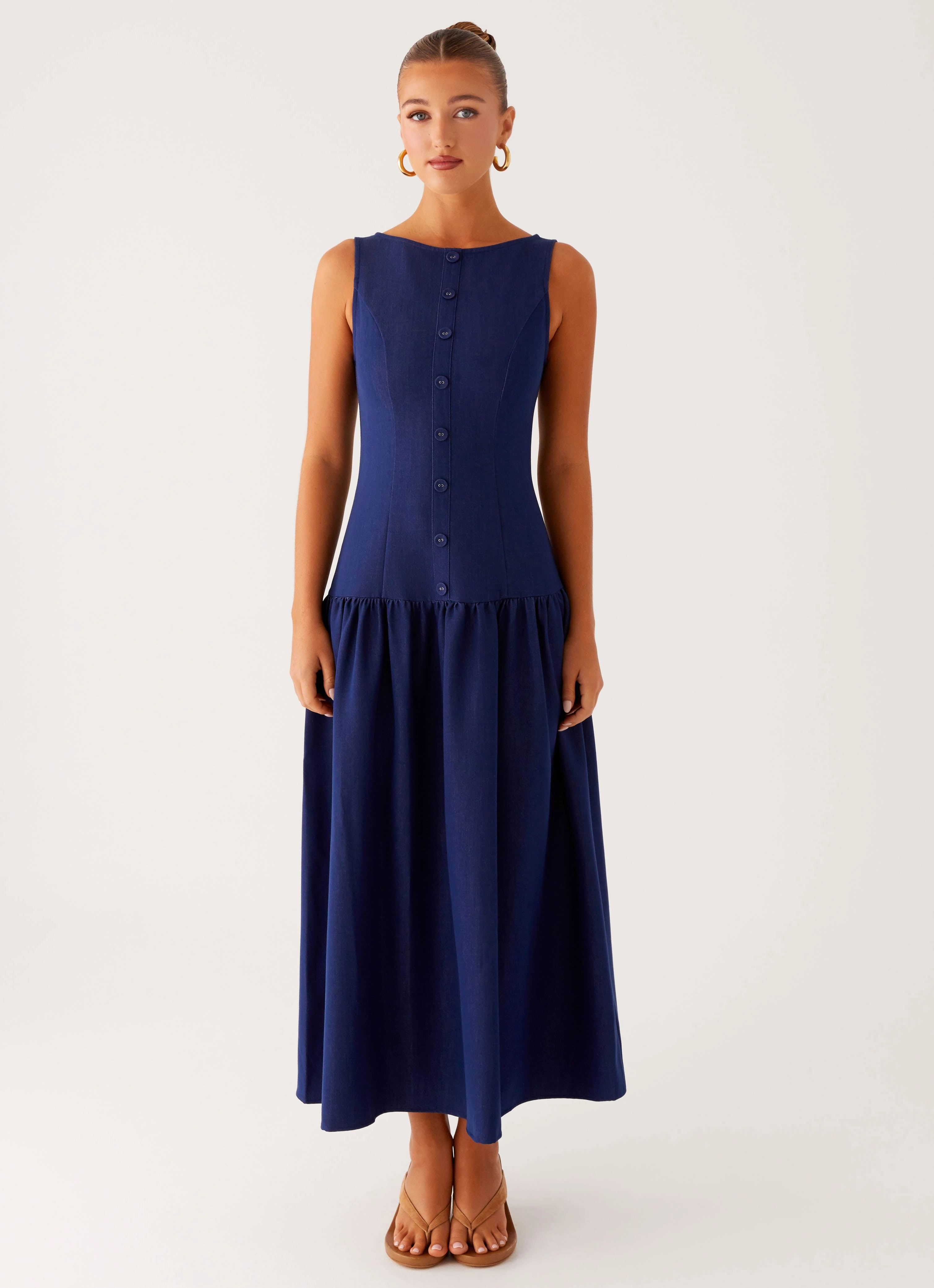 Flawless Waistband Hayes Denim Midi Dress - Indigo