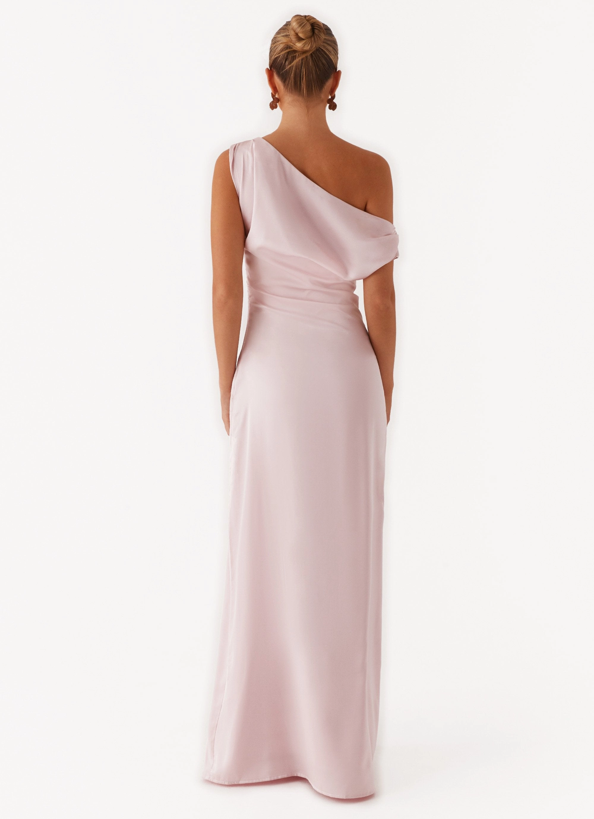 Boho Tone Heart Of Glass Satin Maxi Dress - Pink