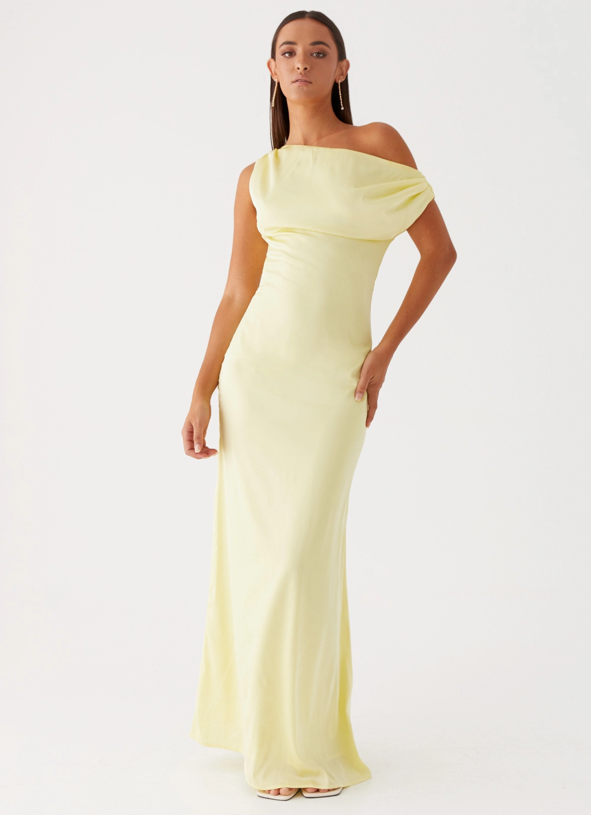 Heart Of Glass Satin Maxi Dress - Yellow Stay Cool