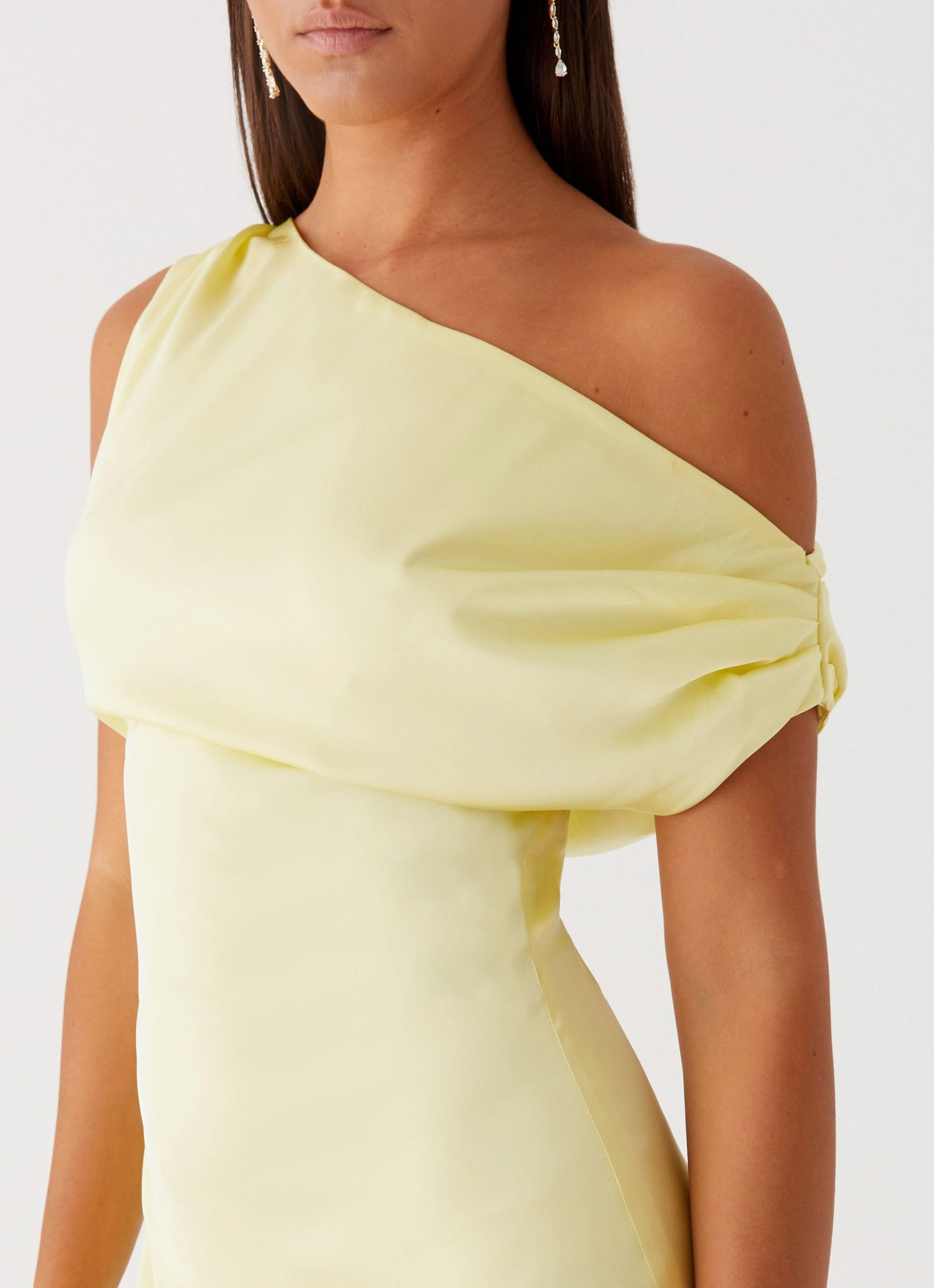 Walkable Flow Work or Casual Heart Of Glass Satin Maxi Dress - Yellow