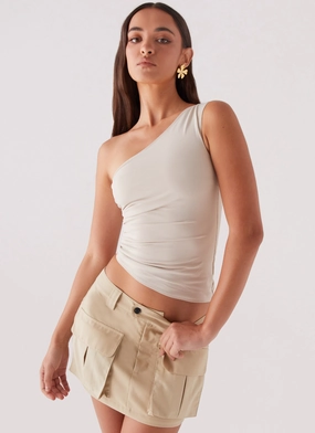 Modest Wear Heart To Heart Cargo Mini Skirt - Beige