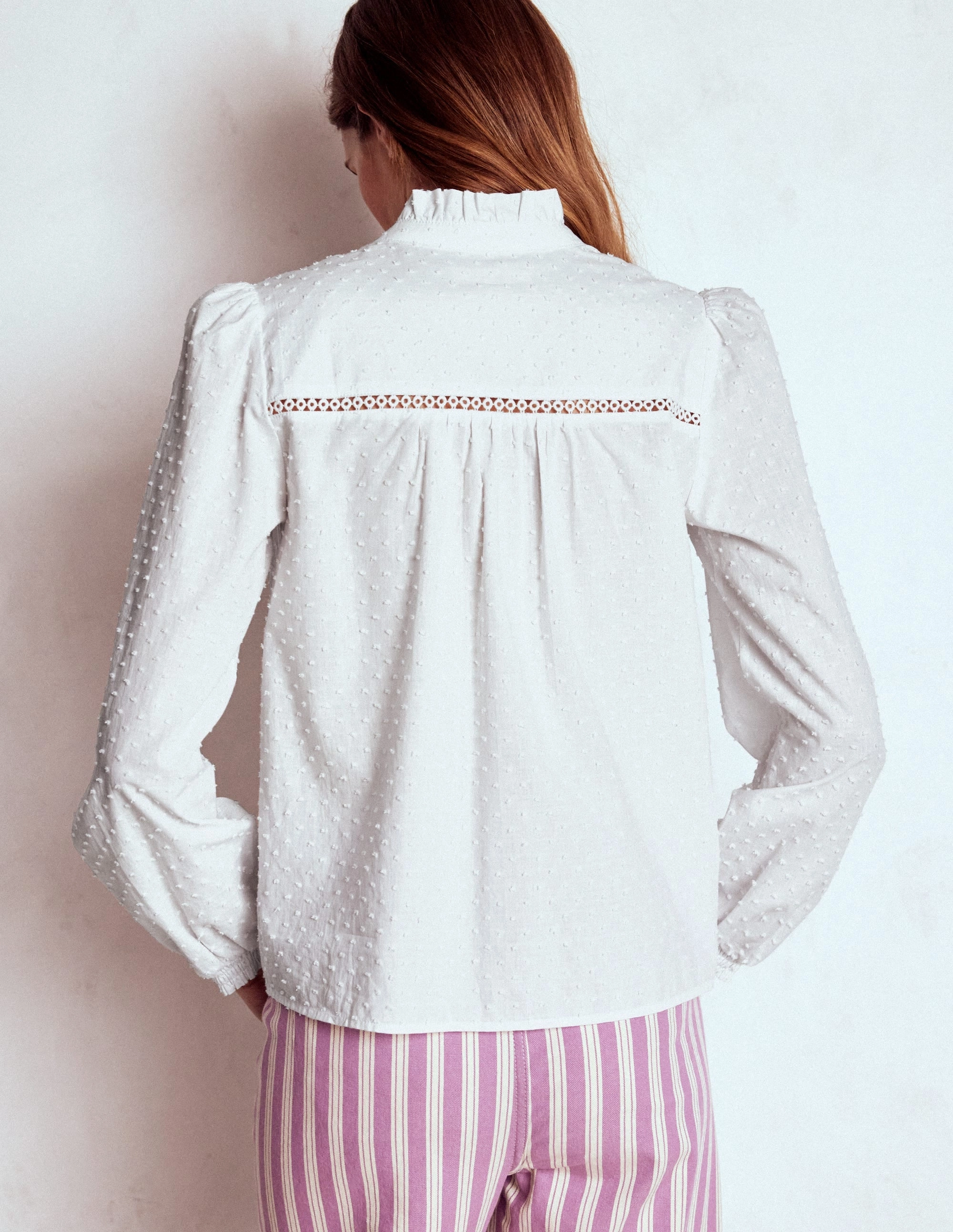 Helena Cotton Dobby Top-White MidweightKnit Casual dress