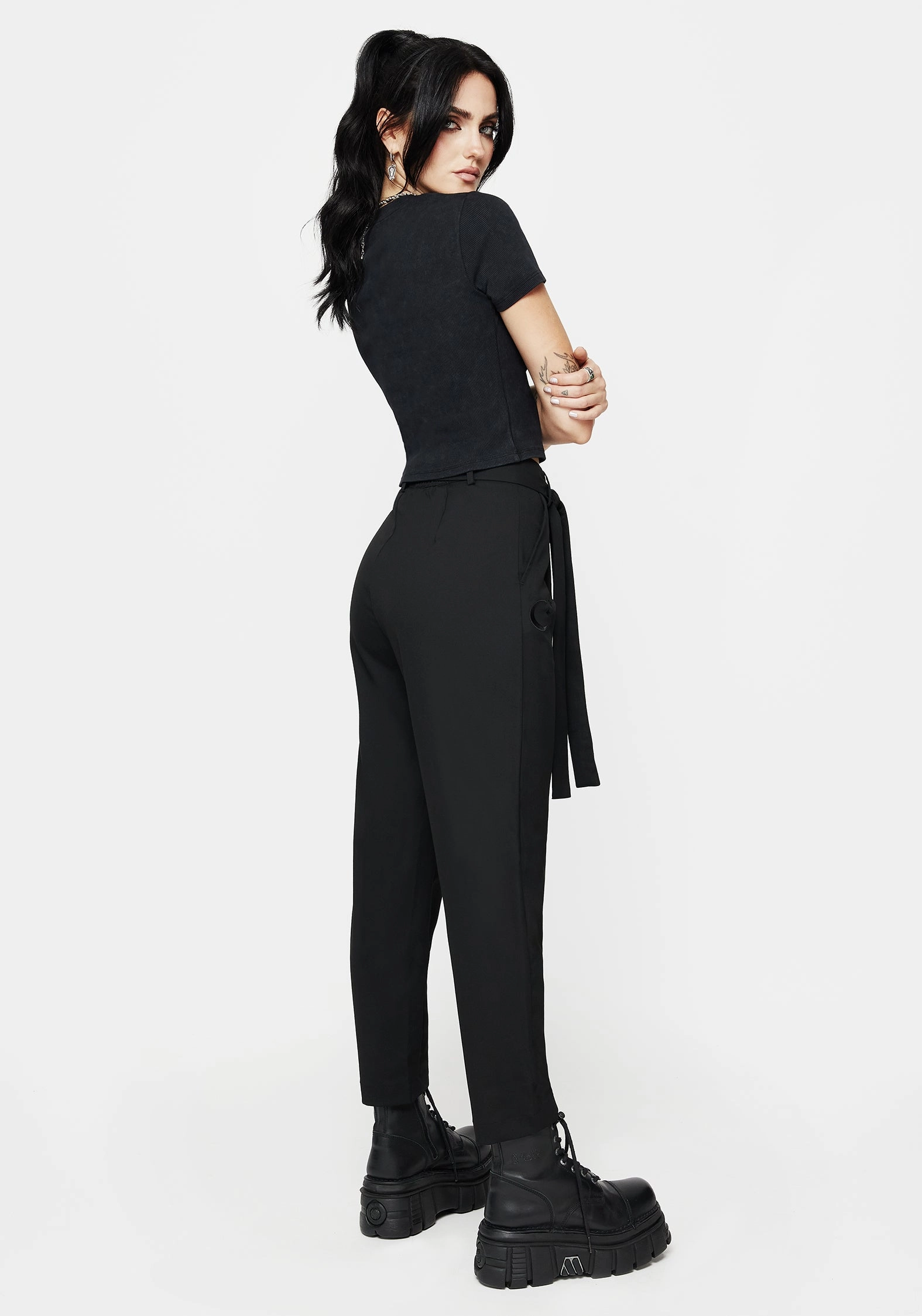 Comfort Base Hester Embroidered Tapered Trousers - Black