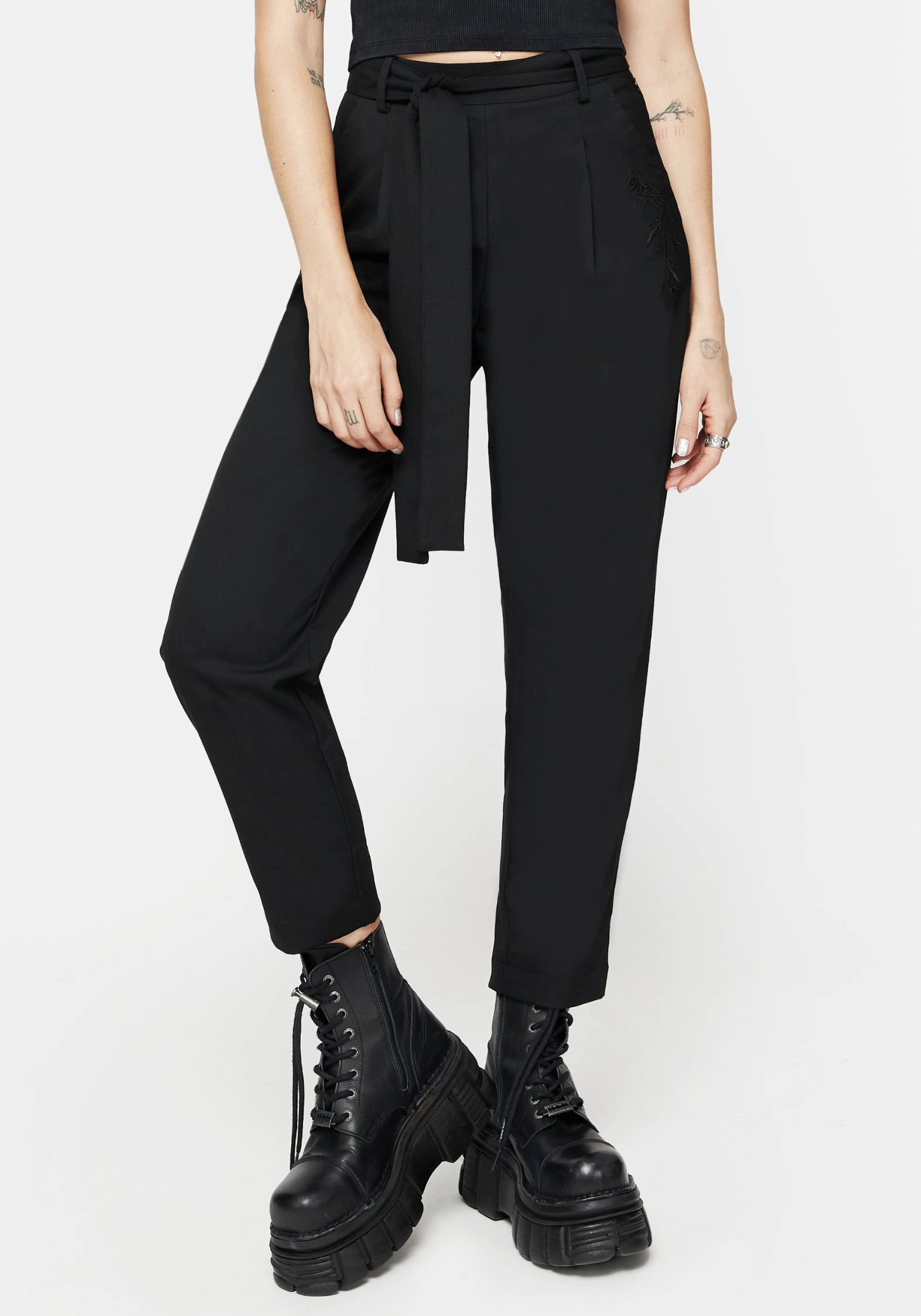 Freedom Motion LightweightComfort Hester Embroidered Tapered Trousers - Black