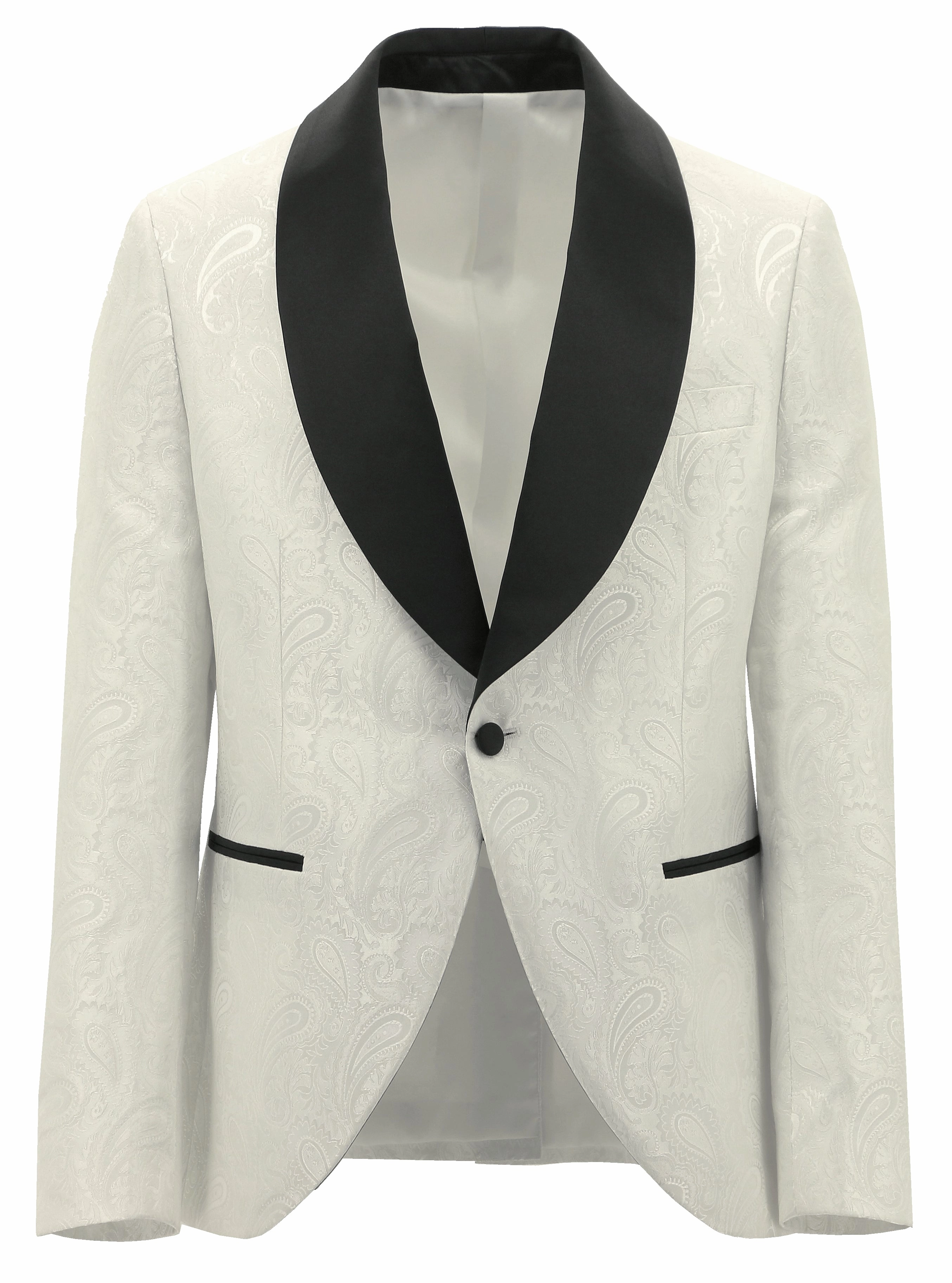 Shawl White Paisley Print Dinner Jacket Ripstop Technology
