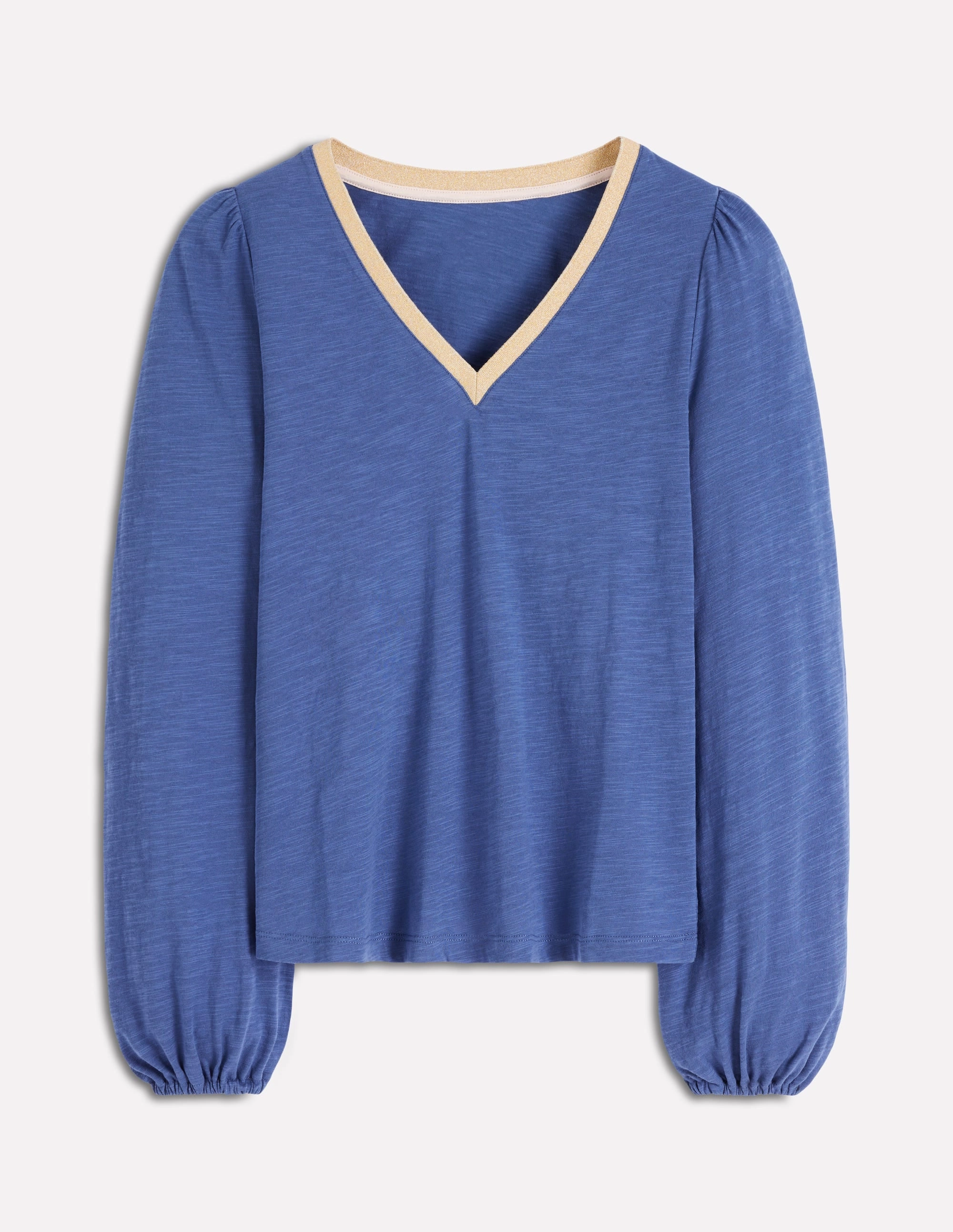 Easy Fit Metallic Trim Long Sleeve Top-True Navy