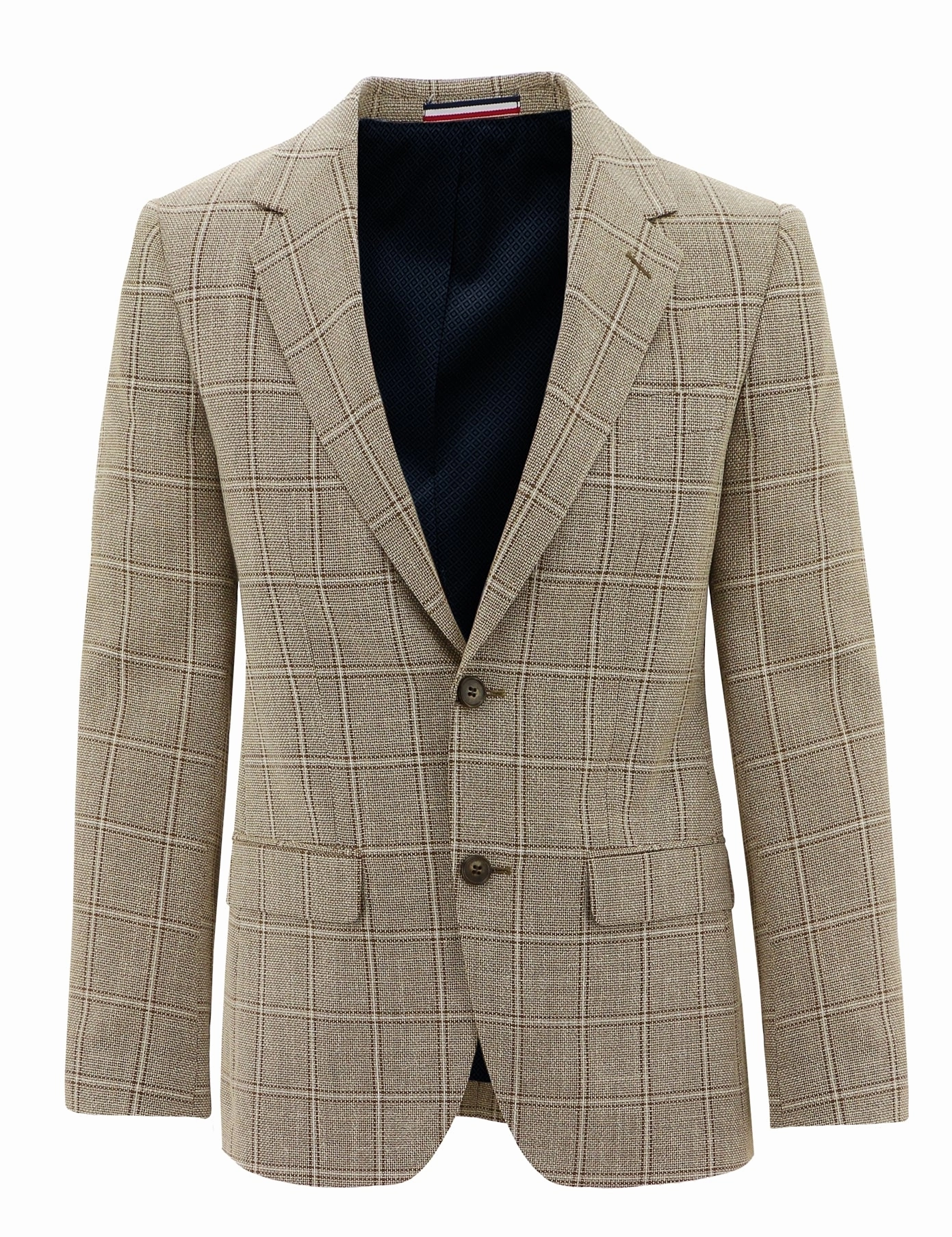 Stowable Hood Seam Sealed Construction Parker Beige Checked Sports Jacket
