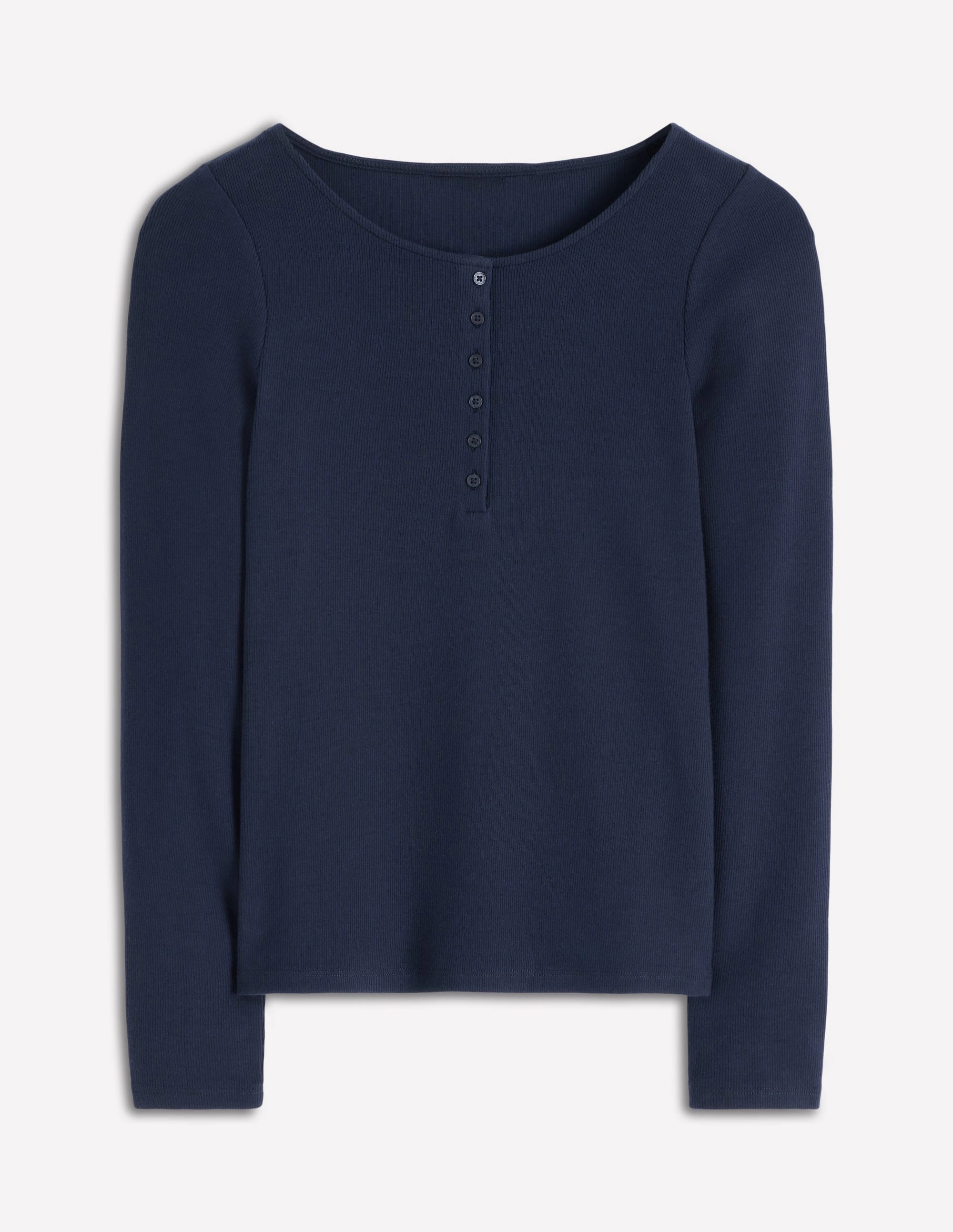 Flowing Design Rib Henley-Navy