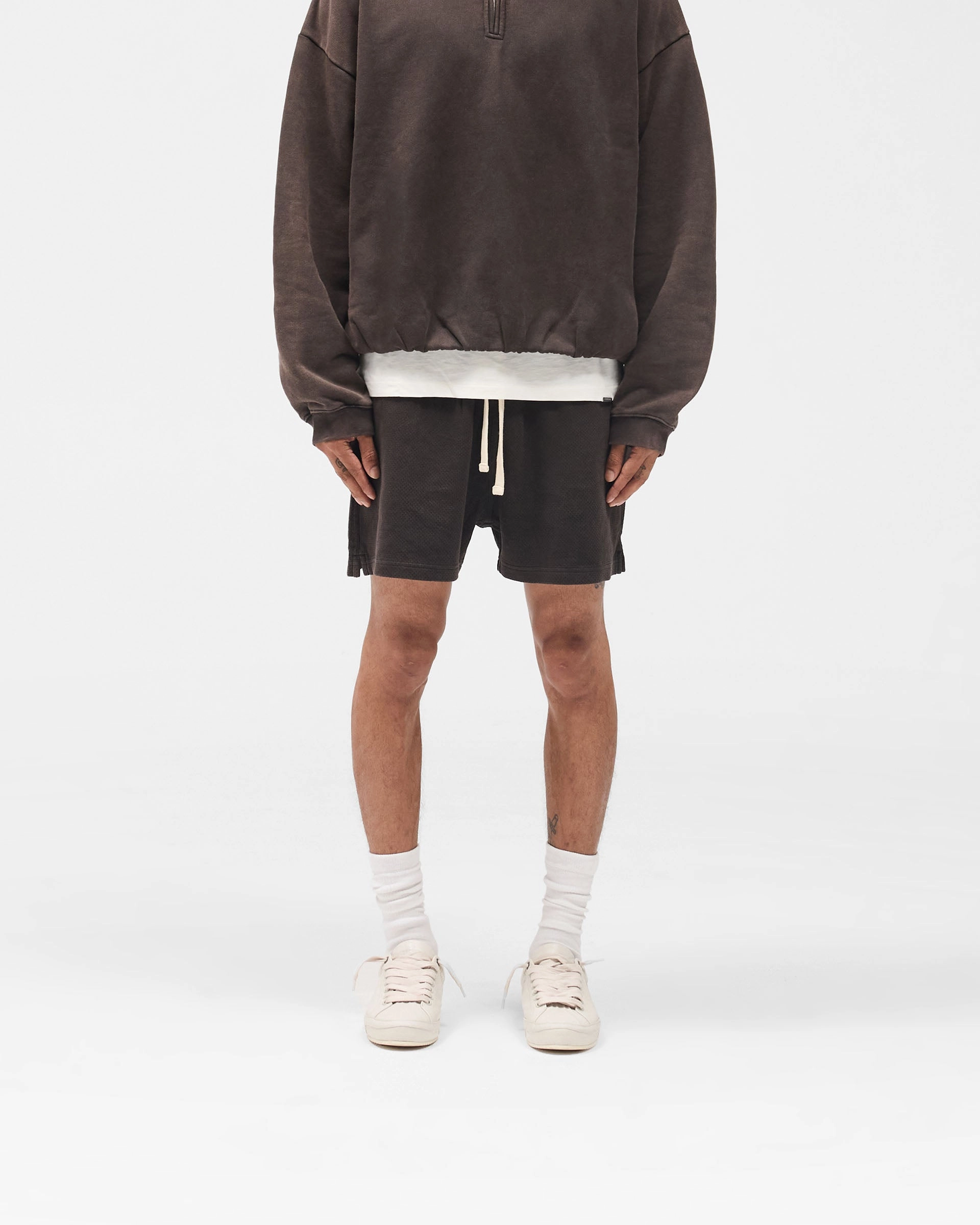 Initial Mesh Shorts - Coffee Formal Occasion