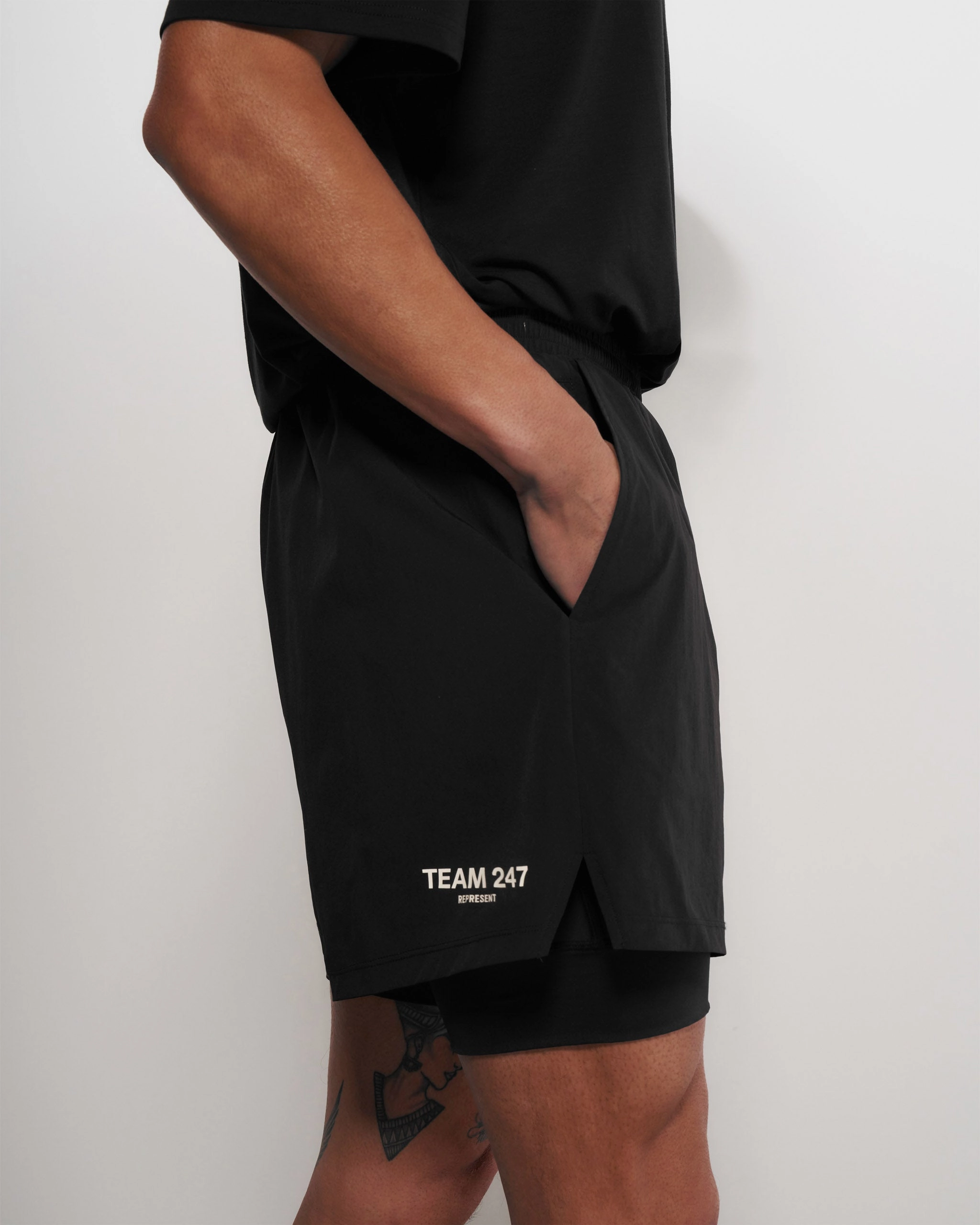 Quick Response Fit moisture - wicking Team 247 2-In-1 Shorts - Black