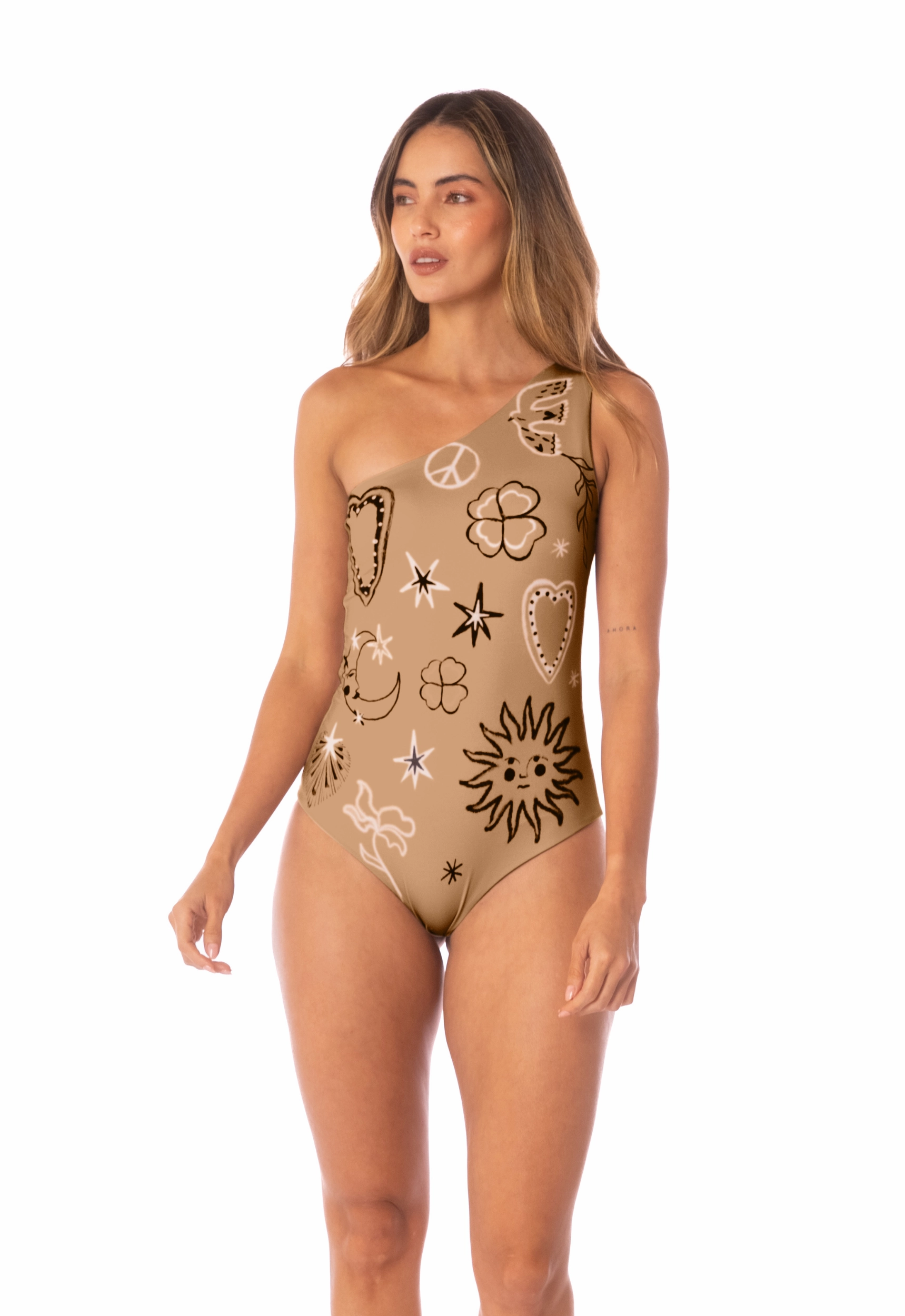 Thermal Regulating Lining Symbols One Shoulder One Piece