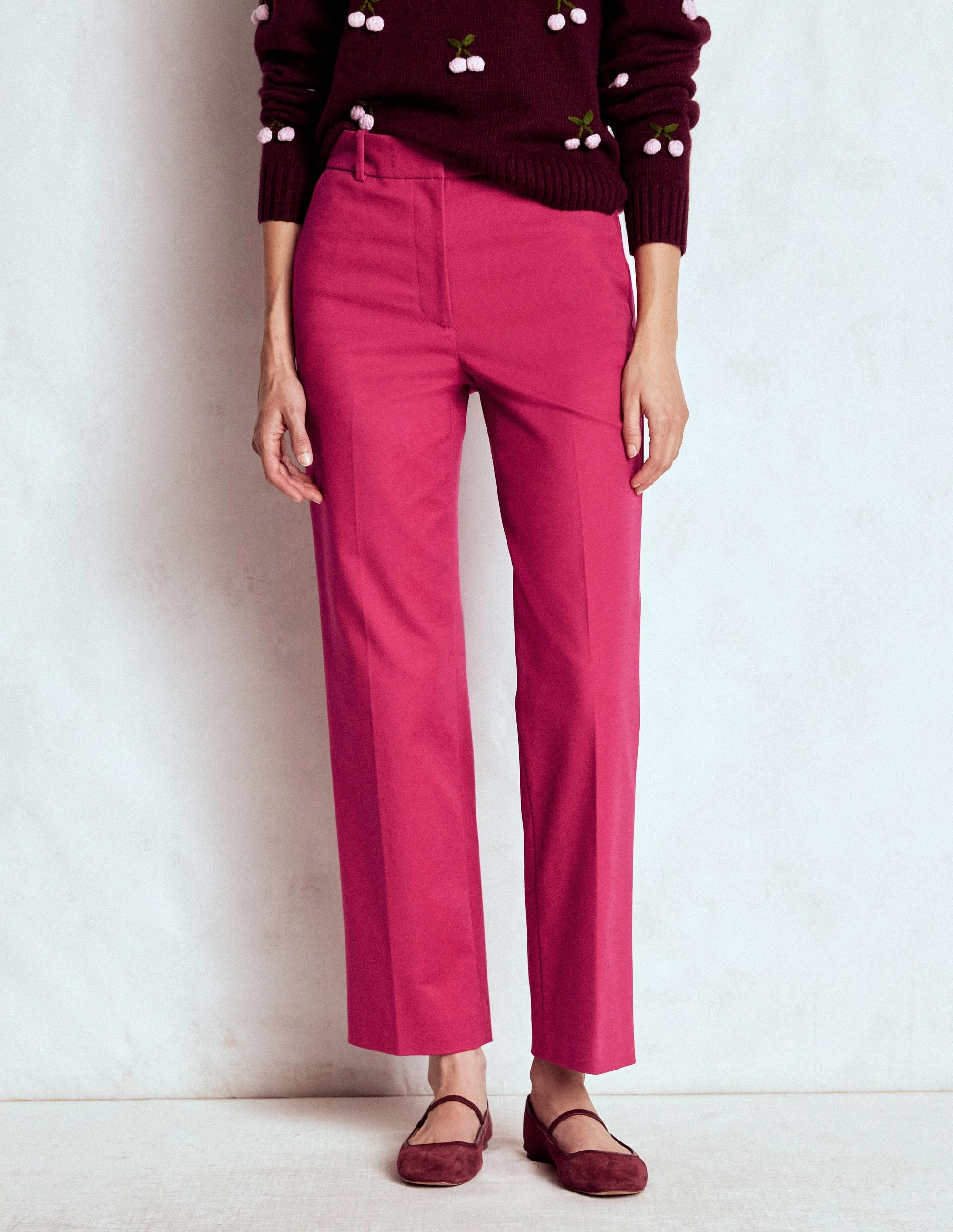 Multi Pocket Configuration Premium Stretch Canonbury 7/8 Trousers-Bright Cherry
