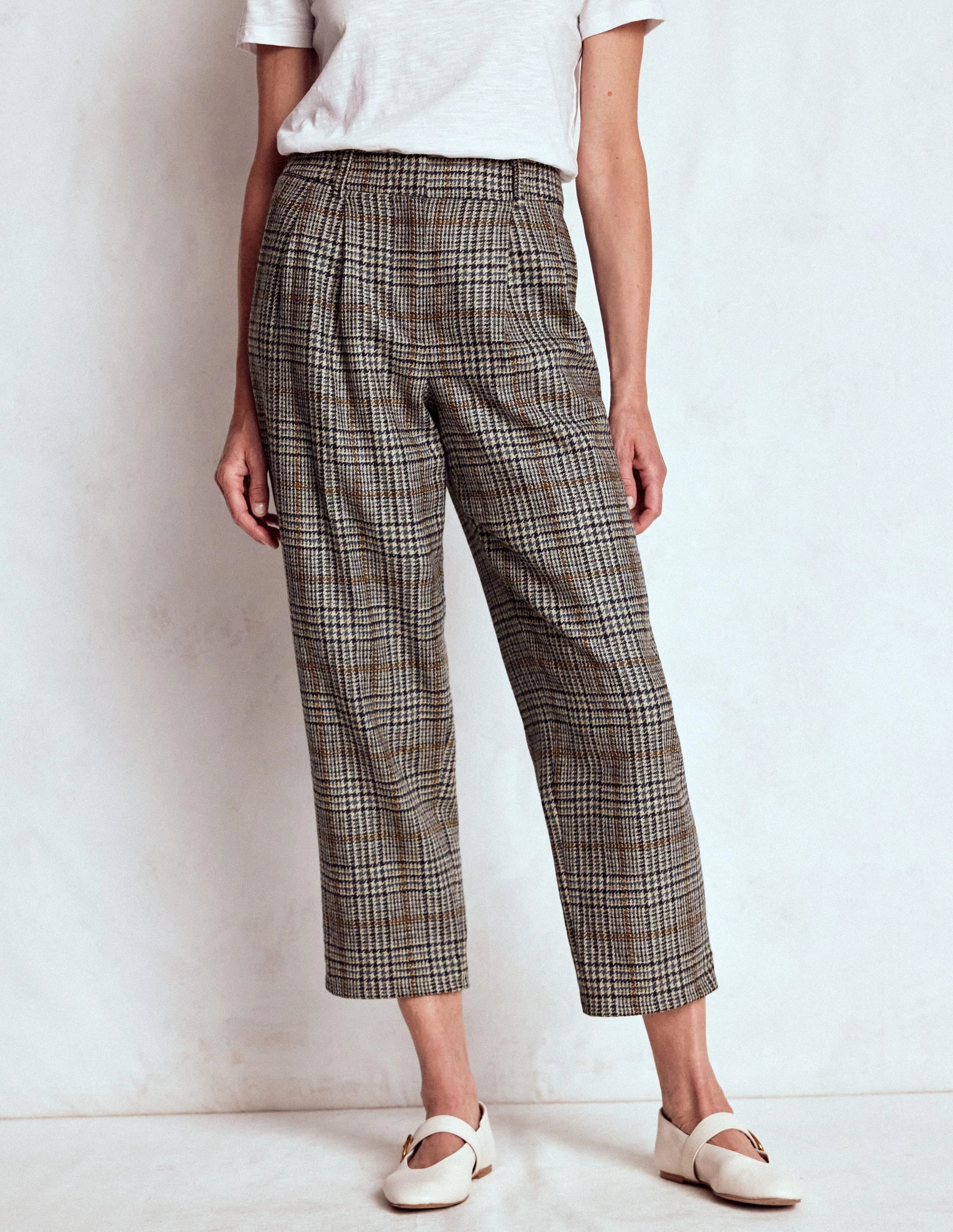 Bloomsbury Wool Trousers-Blue and Grey Prince of Wales Versatile Fashion
