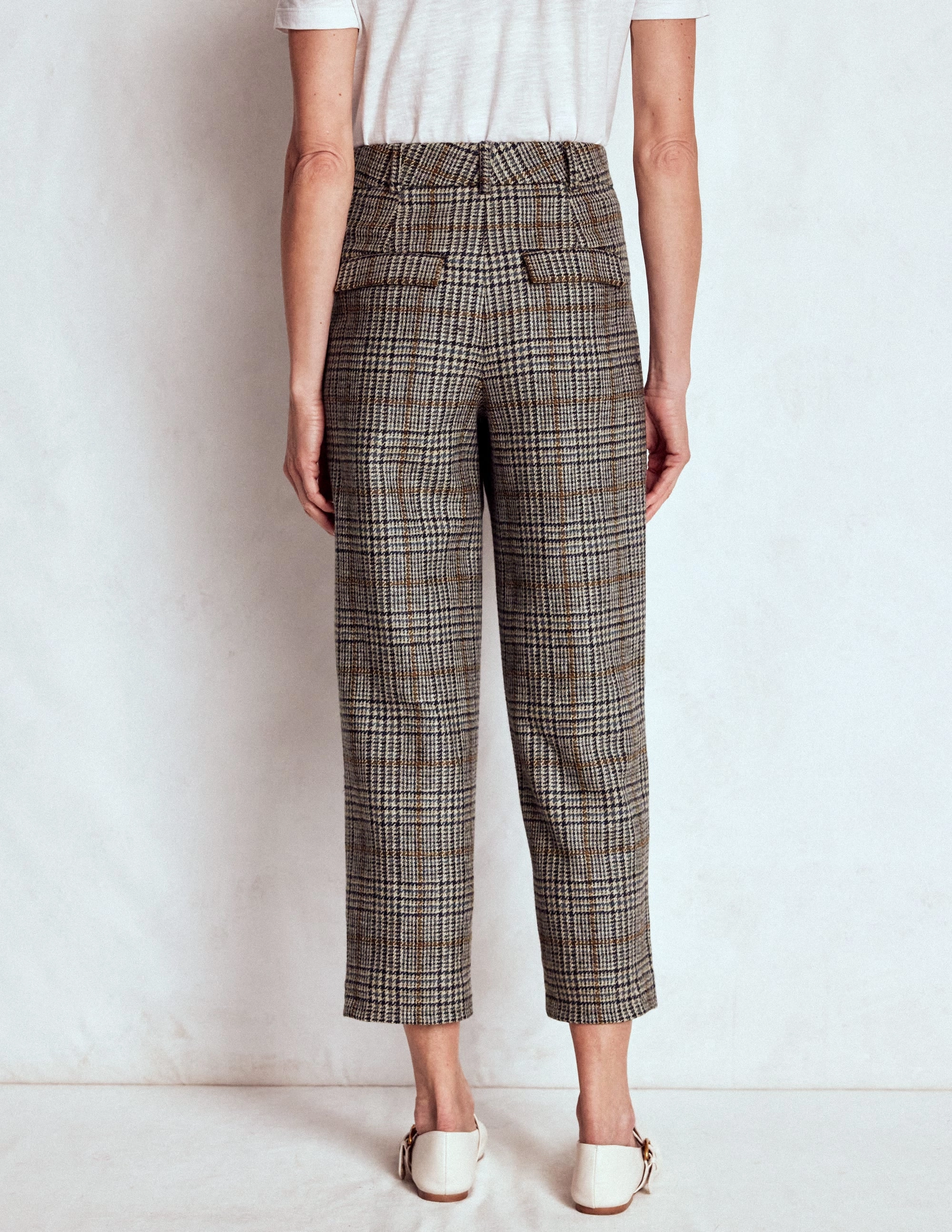 Bloomsbury Wool Trousers-Blue and Grey Prince of Wales Simple Cut