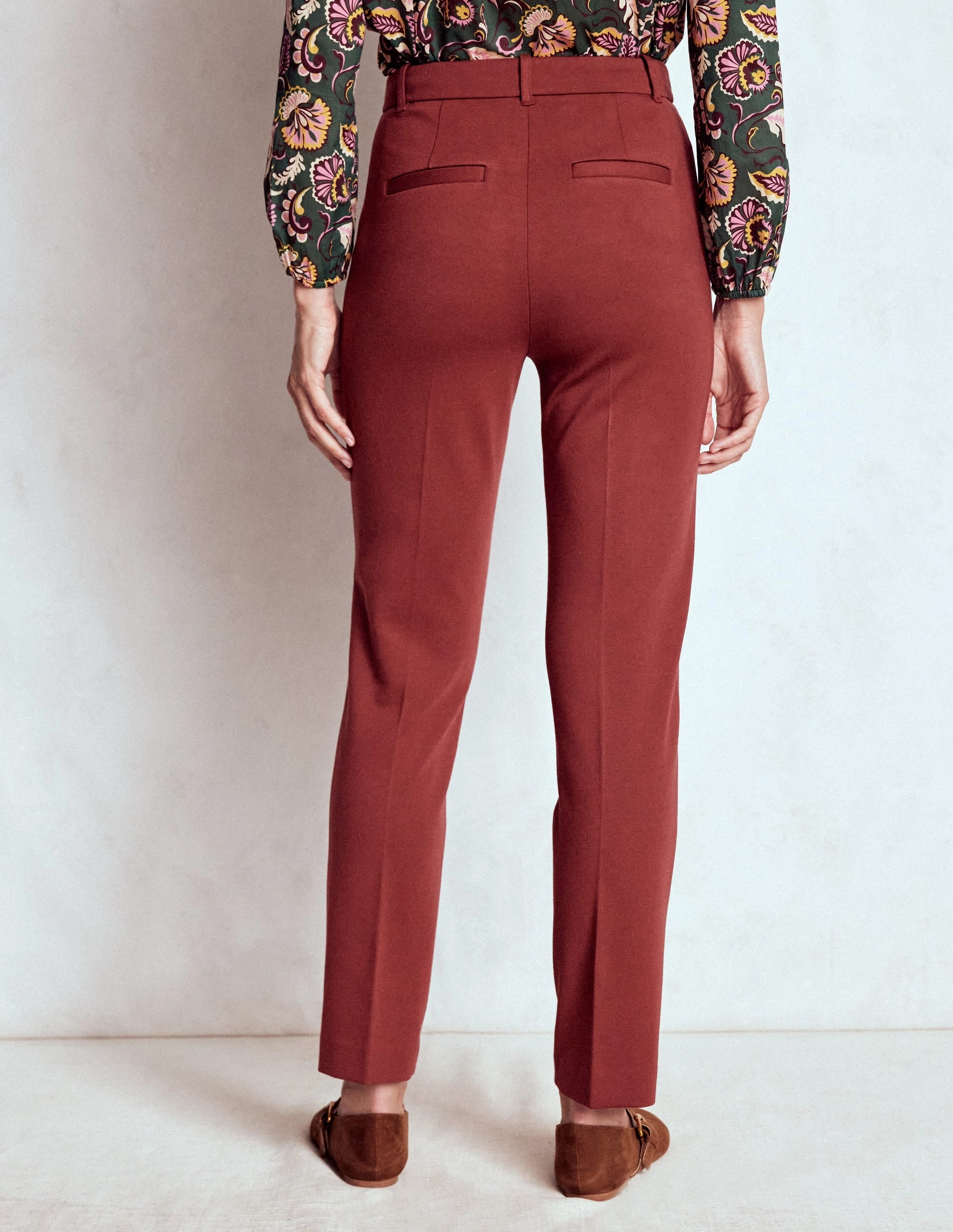 Highgate Ponte Trousers-Chestnut No Ride-Up
