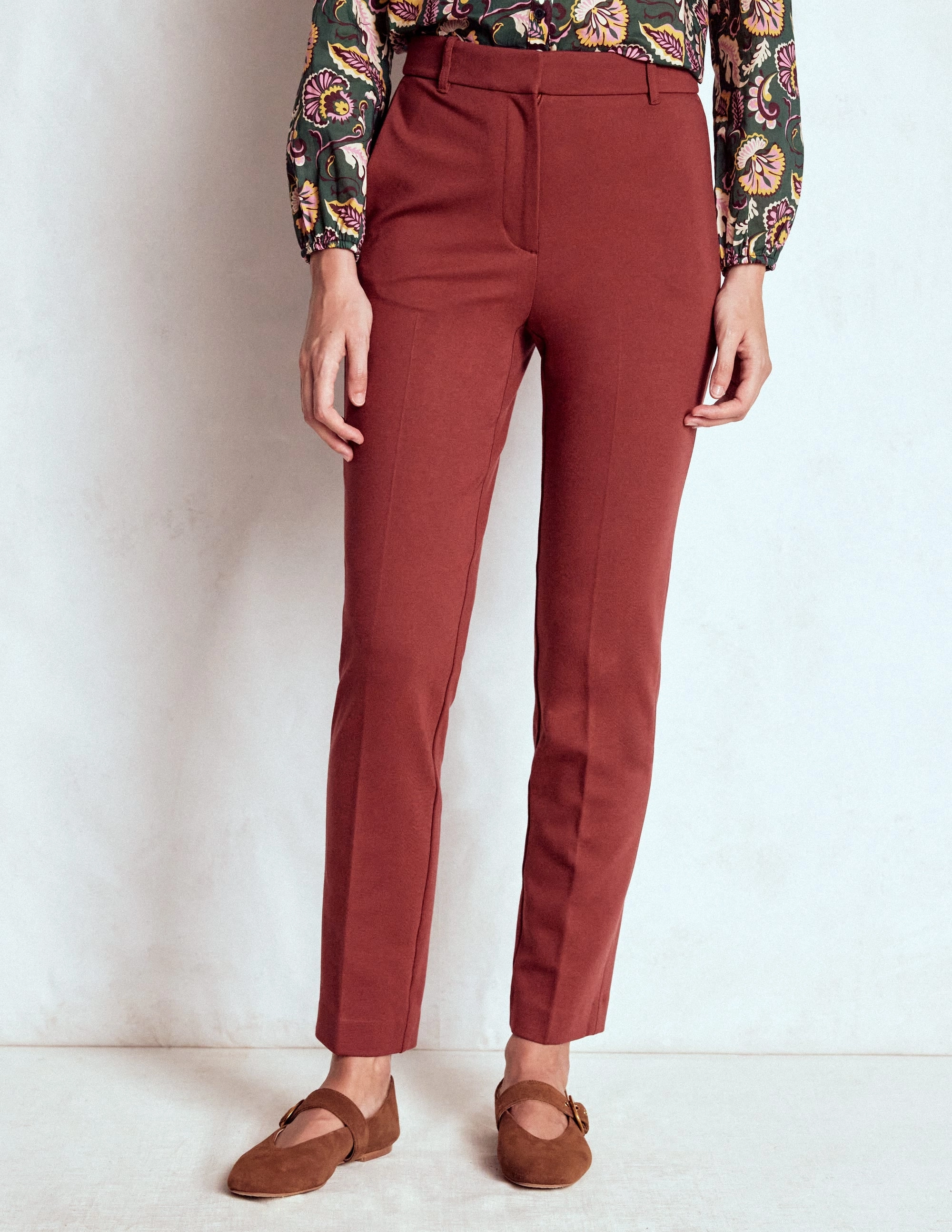 Highgate Ponte Trousers-Chestnut ElasticWaist