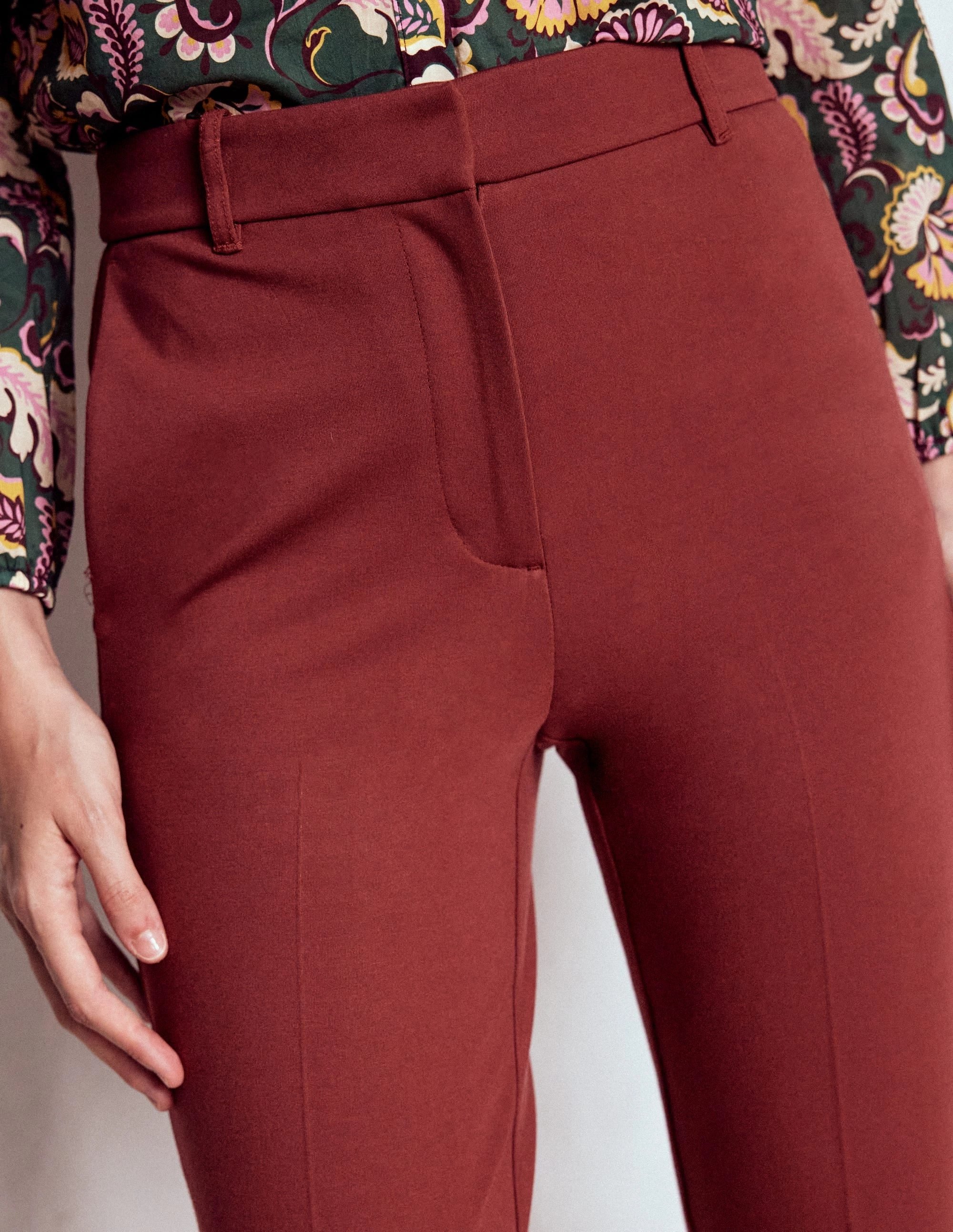 Utility pocket Highgate Ponte Trousers-Chestnut