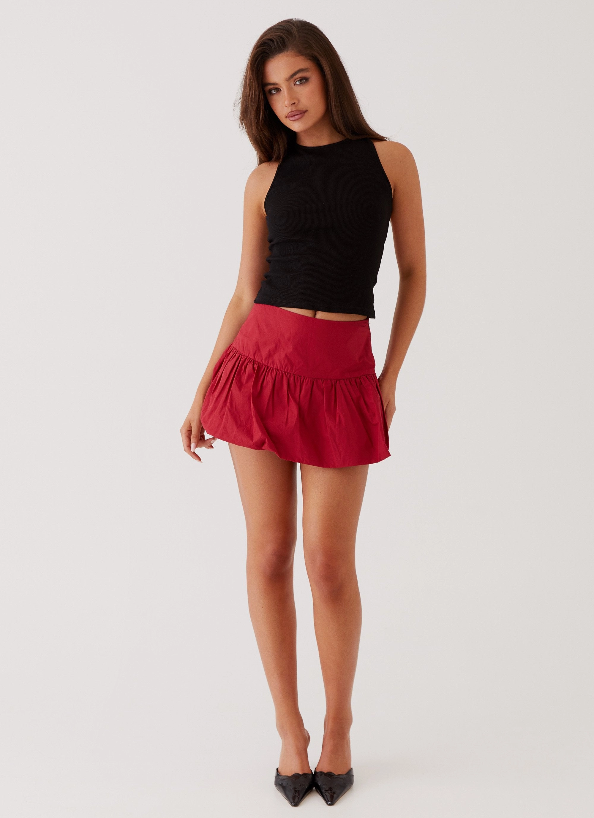 Hotel California Low Rise Mini Skirt - Red Thermal Regulating Holiday Travel